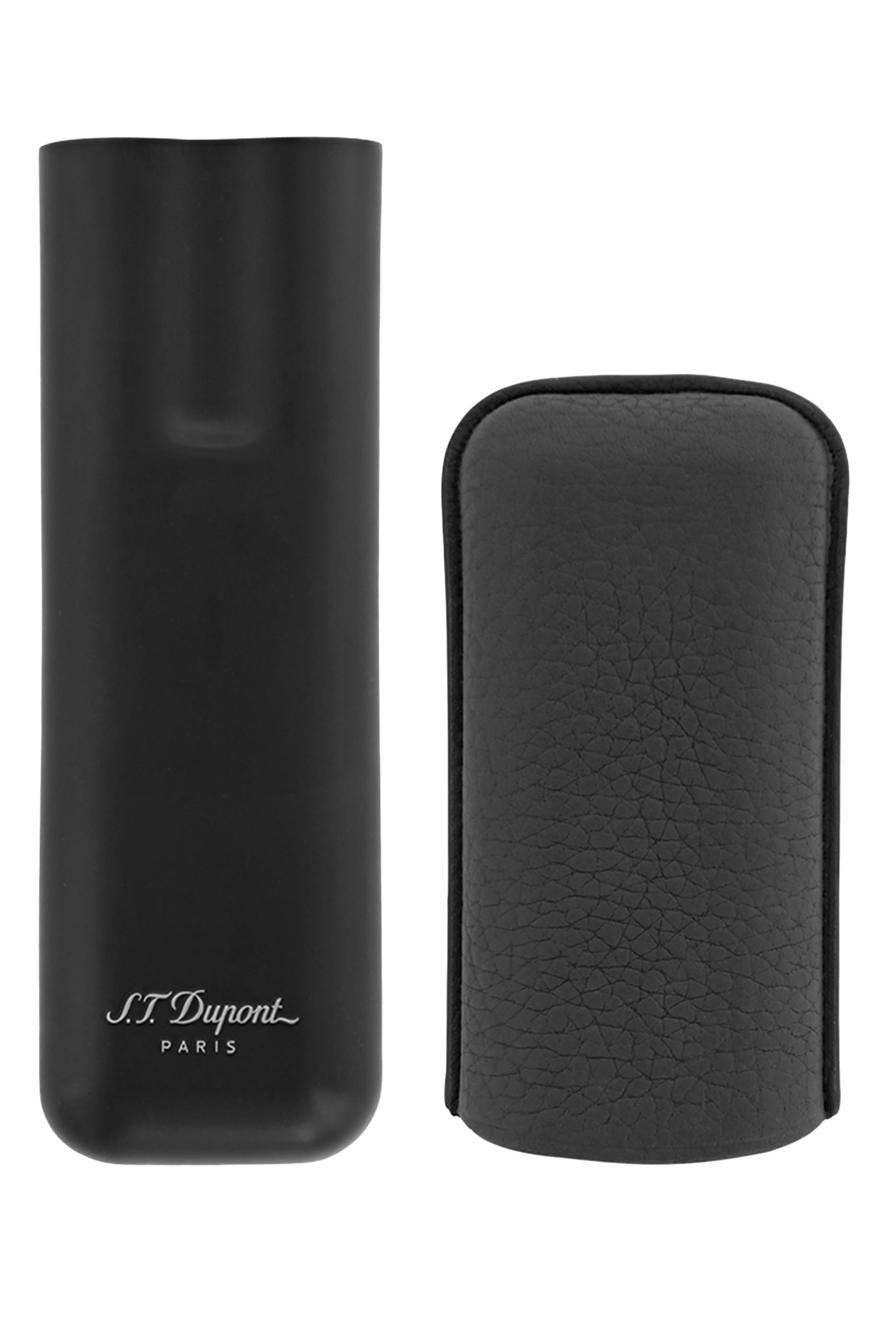 Double Cigar Case in Grained Leather & Metal