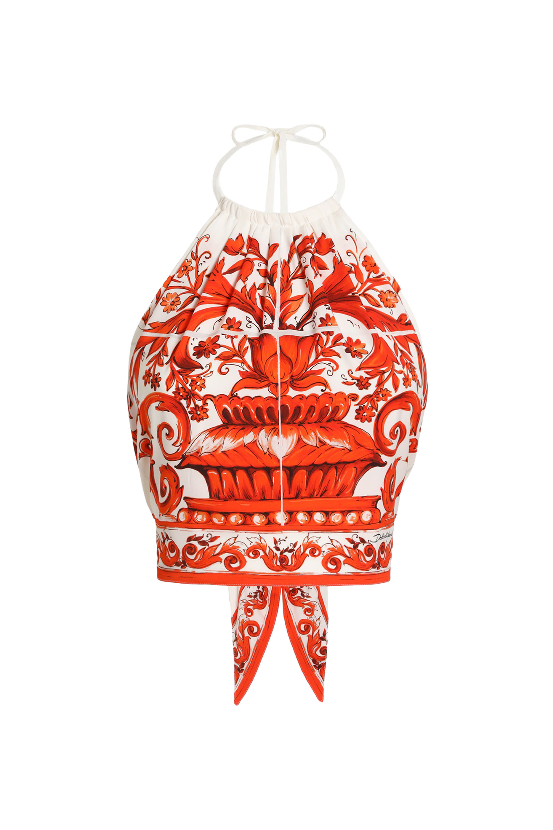 Majolica-Print Charmeuse Top