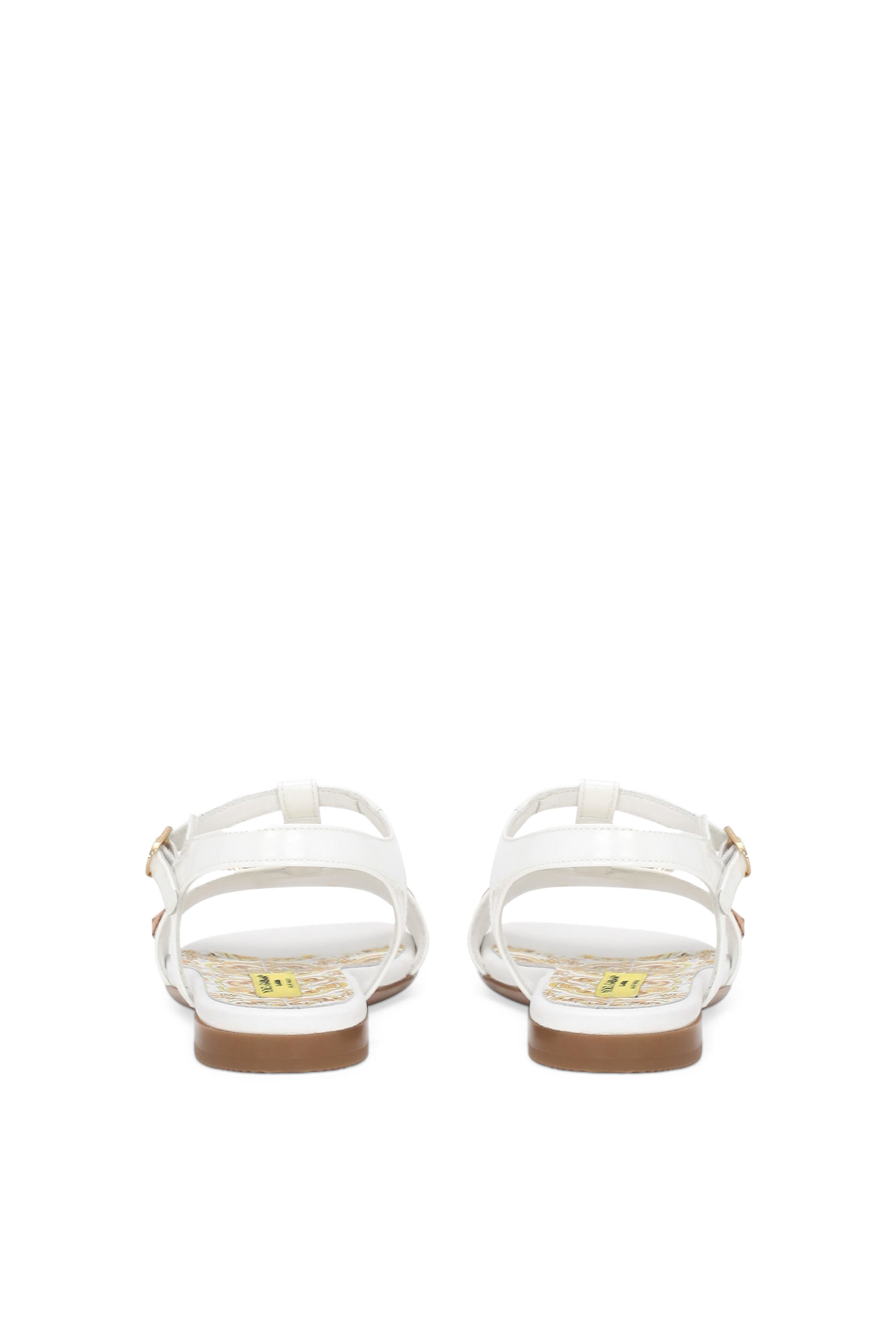 Kids Yellow Majolica Print and Swarovski Crystals Patent Leather Sandals