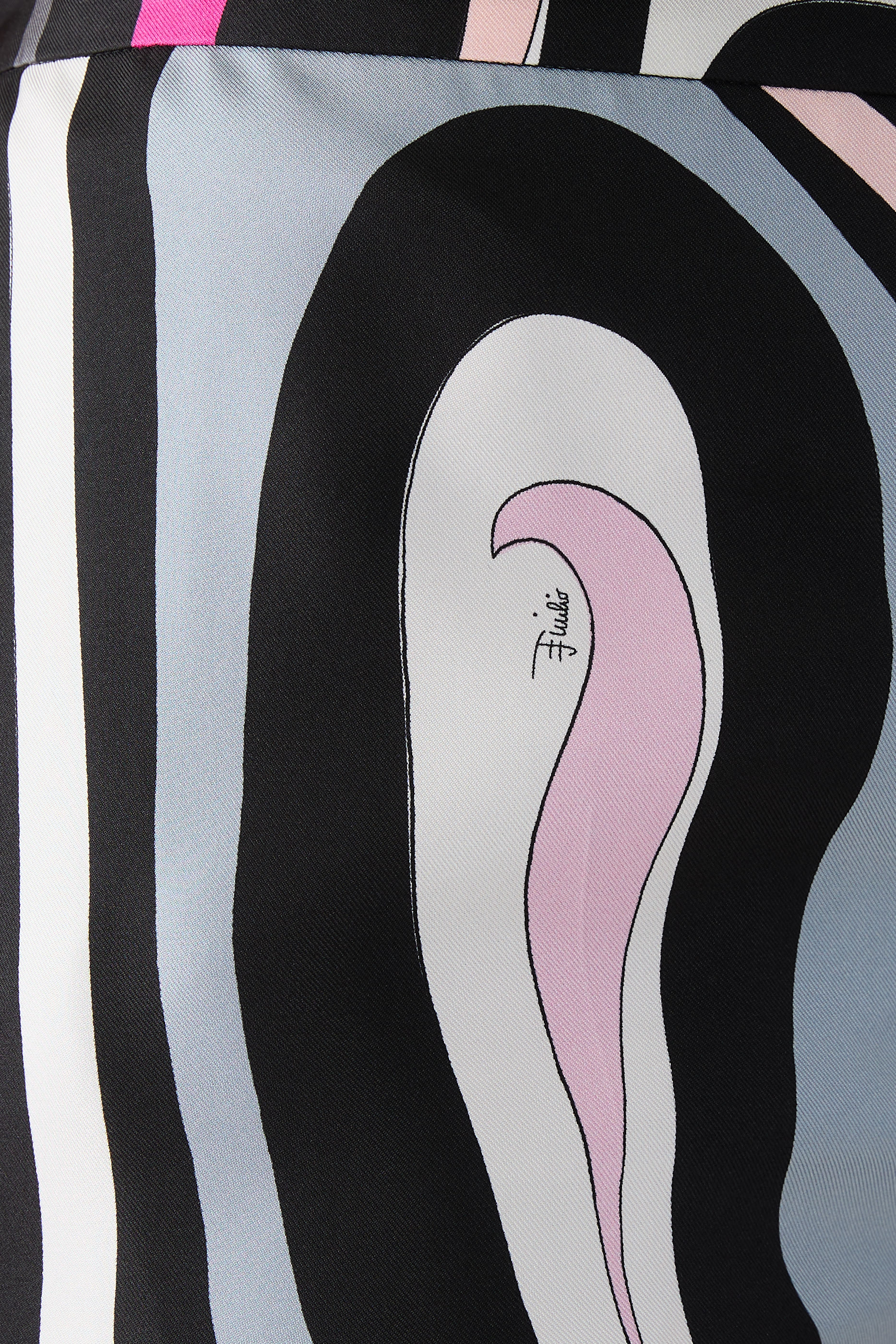 Marmo Print Straight Silk Twill Pants