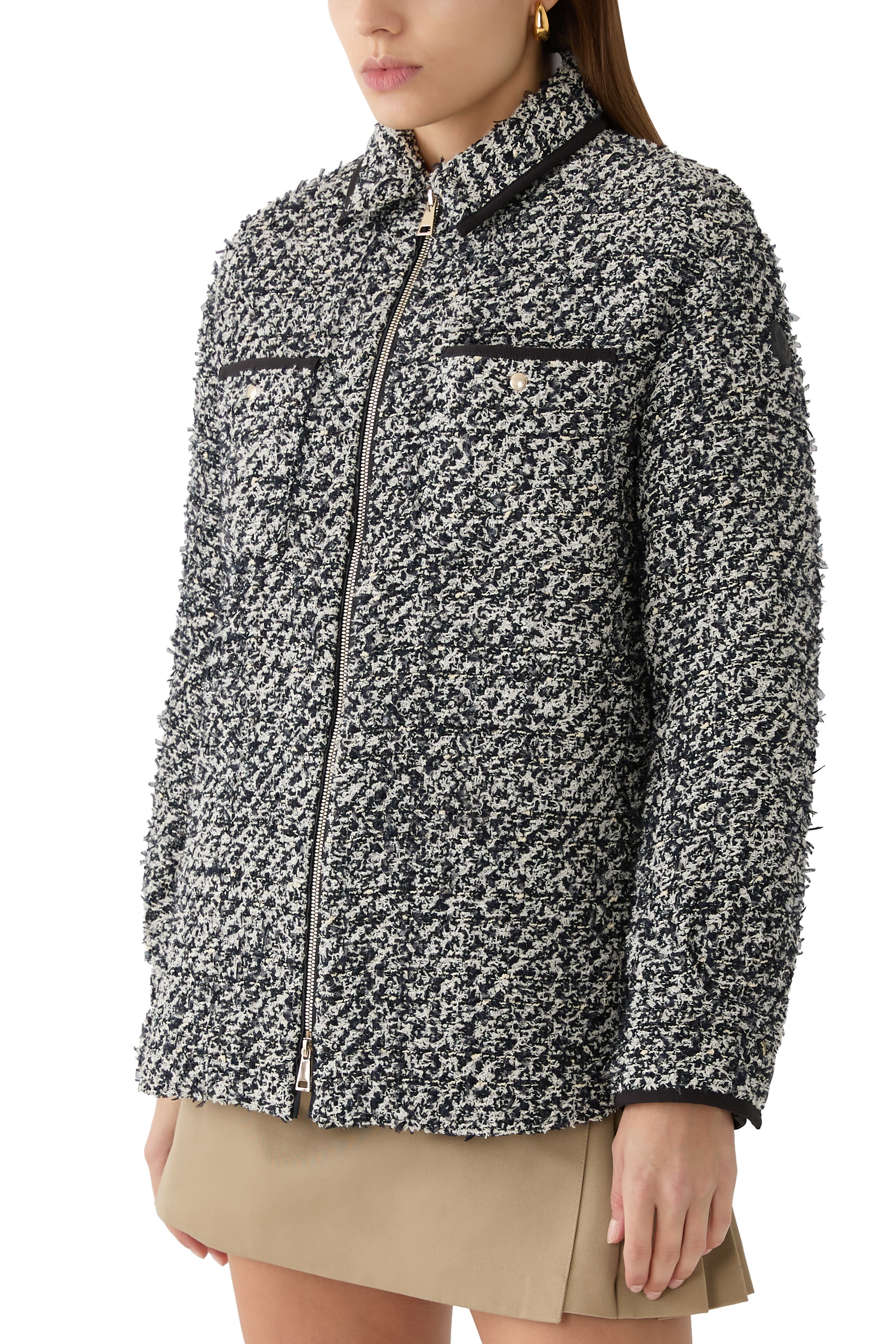Tweed Down Shirt Jacket