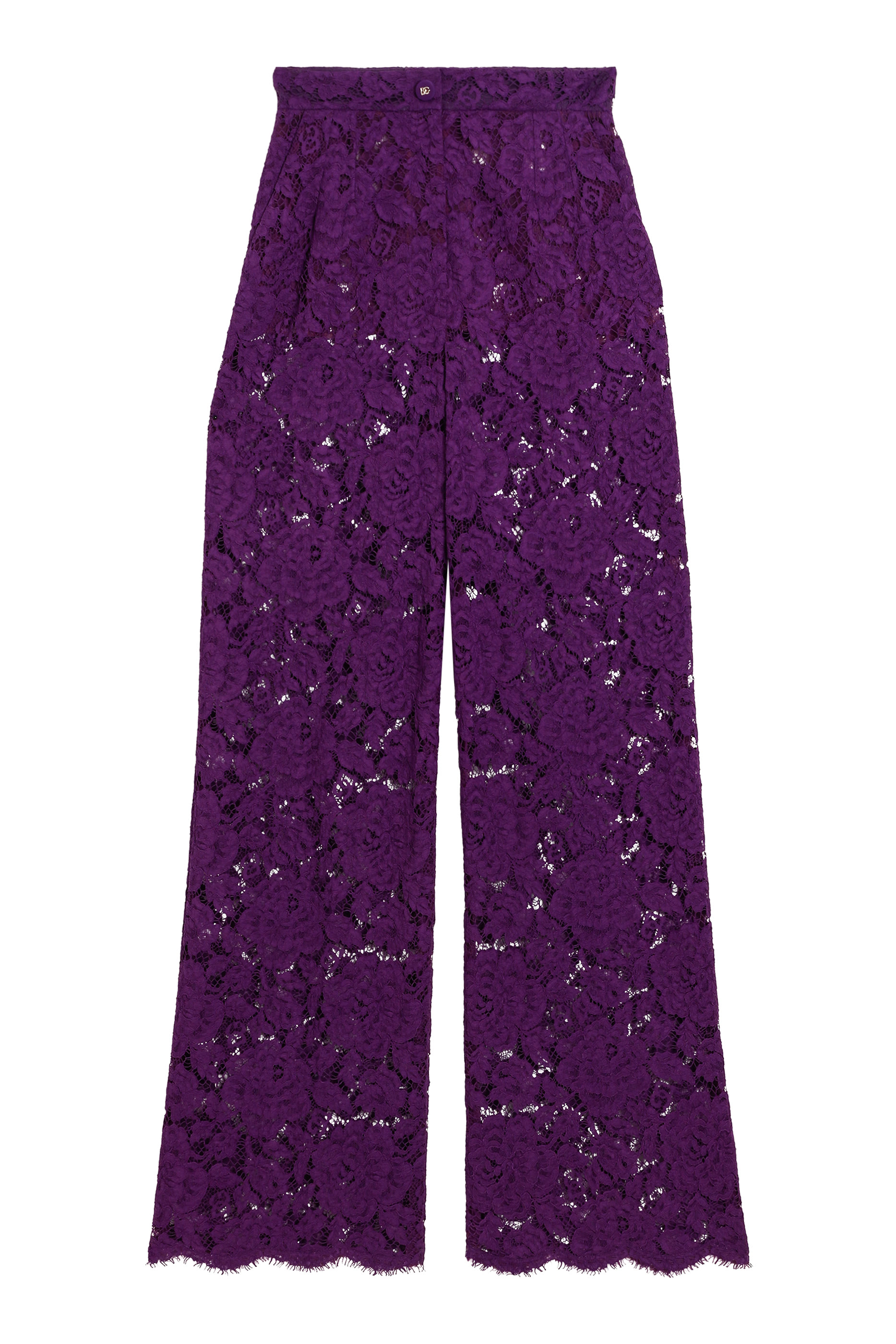 Flared Floral Cordonetto Lace Pants