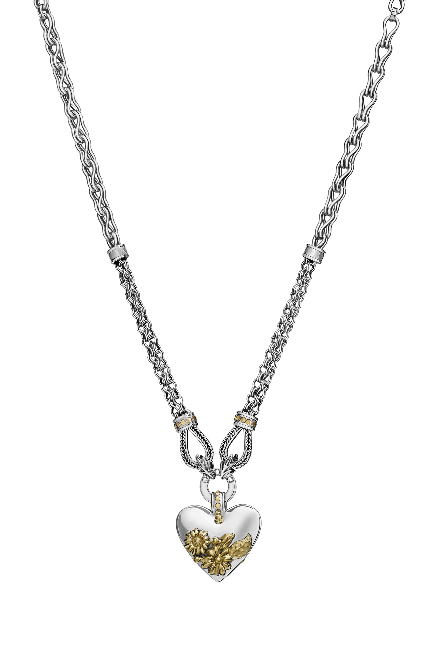 Fallahy Heart Necklace, 18k Yellow Gold & Sterling Silver