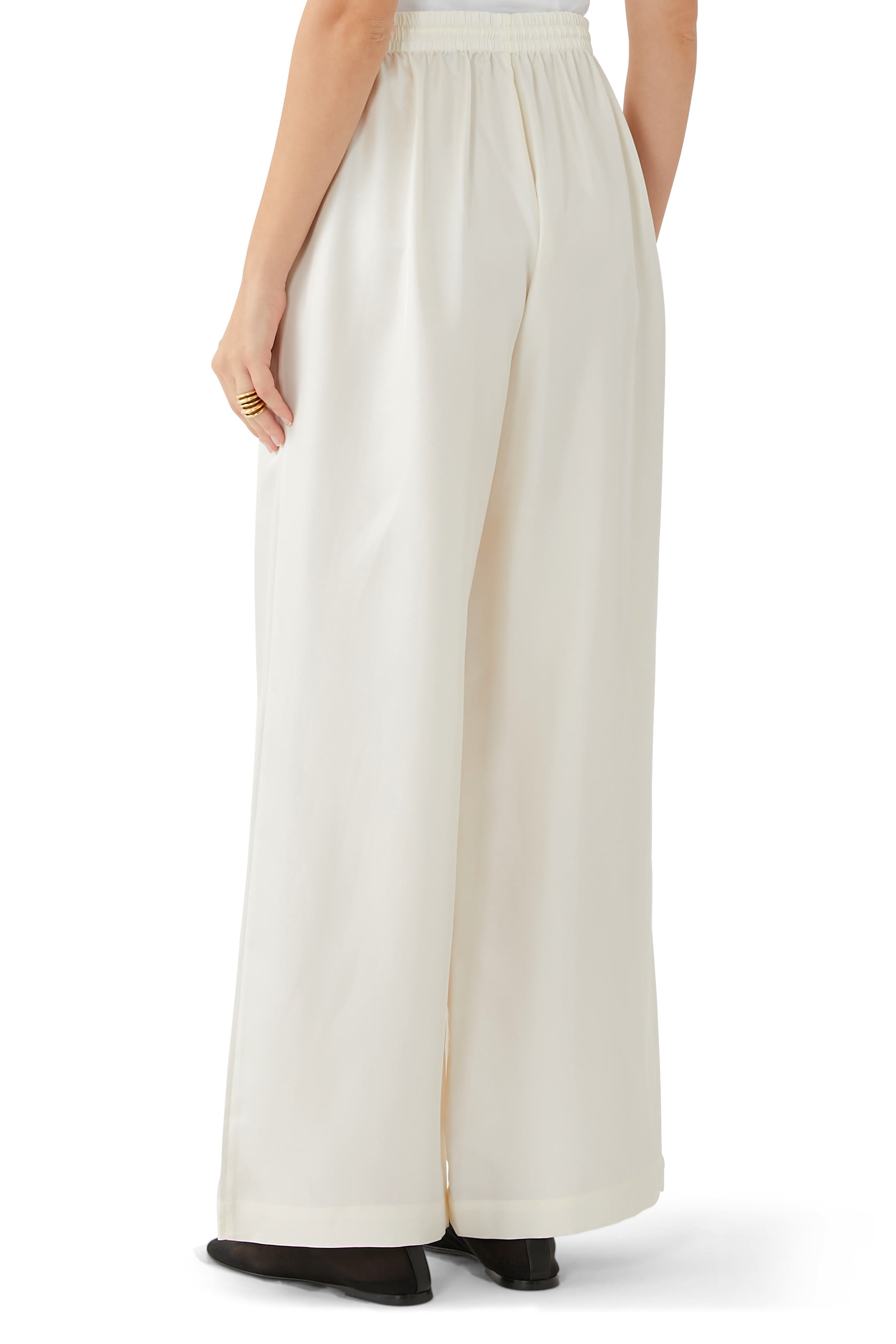 Wide-Leg Silk Trousers