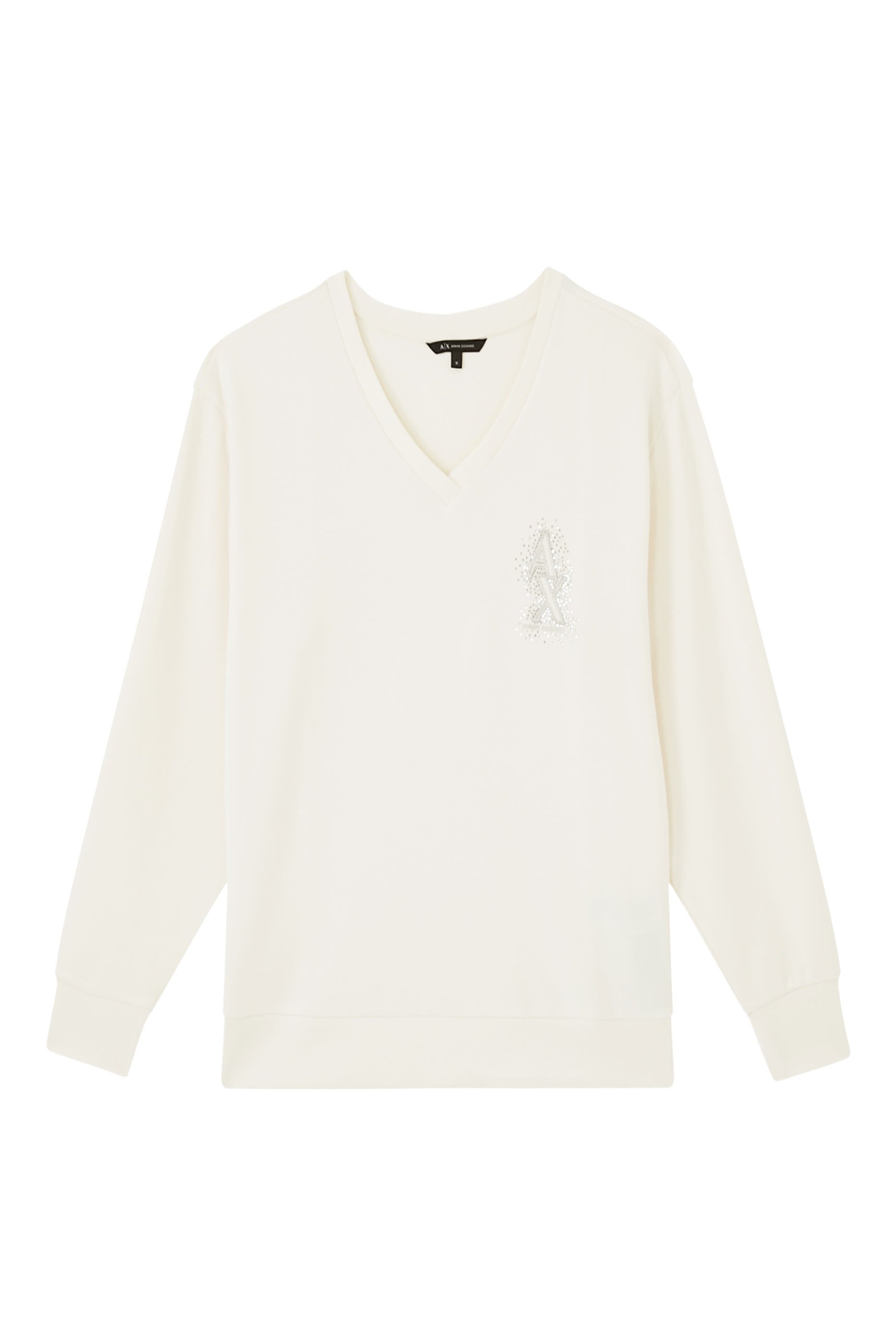 Rhinestone Logo V-Neck Sweatshirt