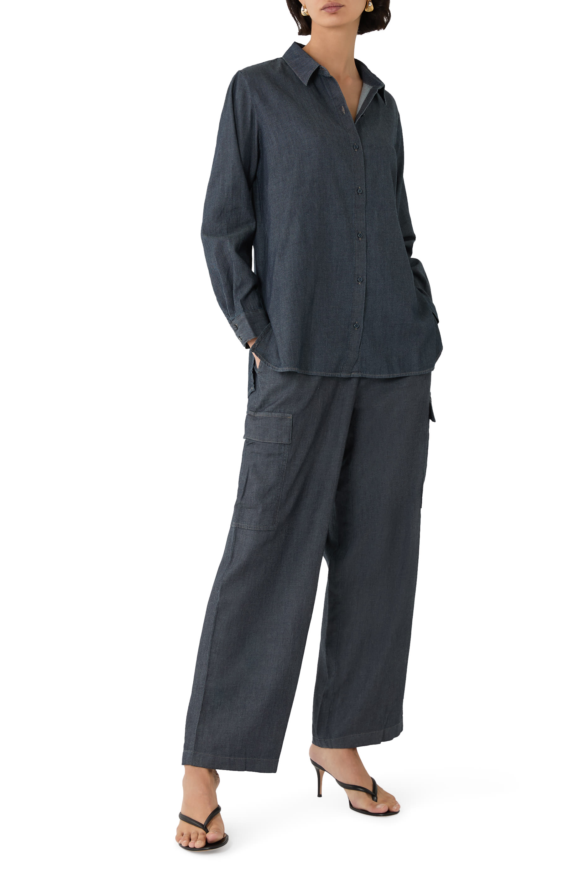 Airy Organic Cotton Twill Cargo Pants