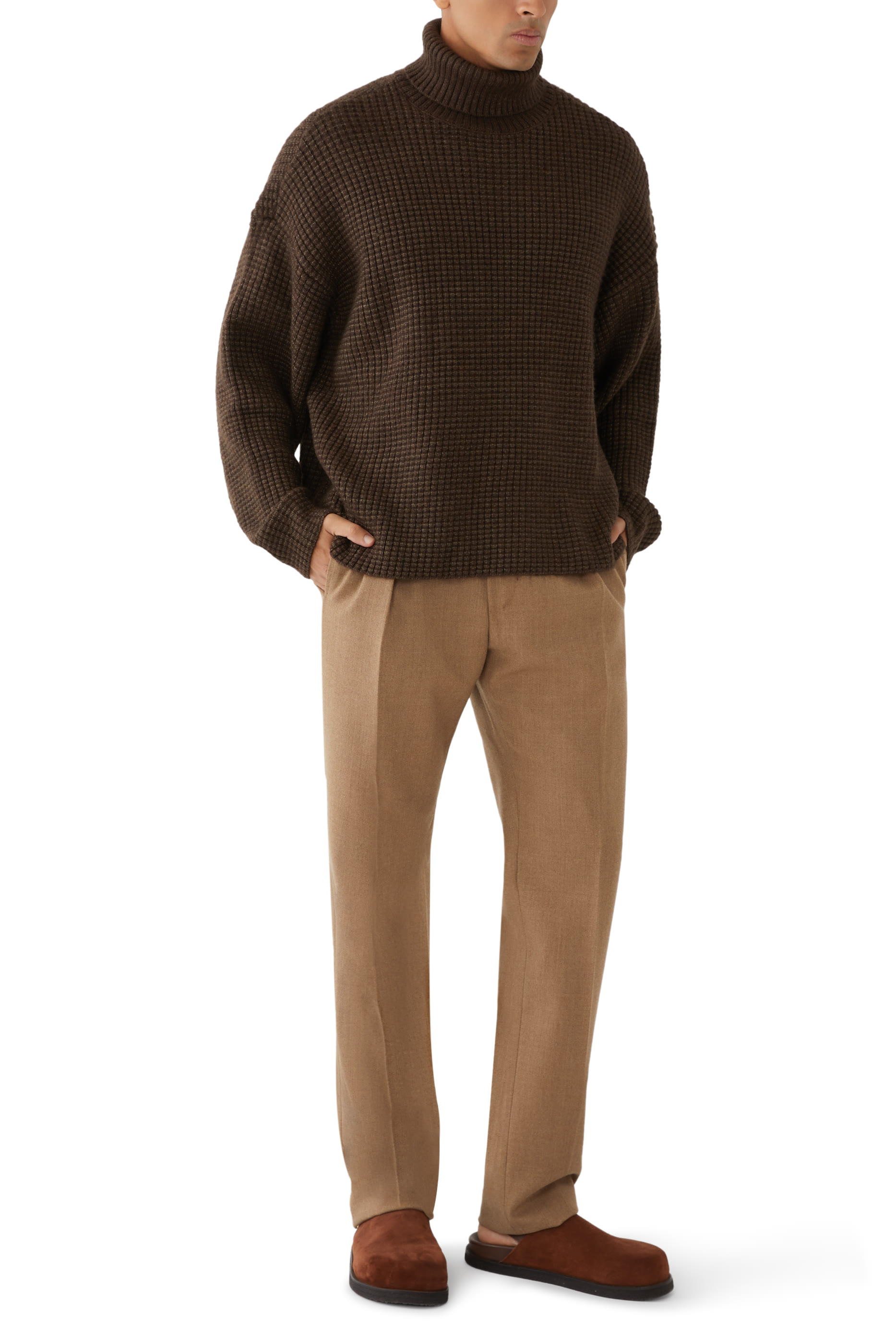 Heavy Waffle Turtleneck Sweater