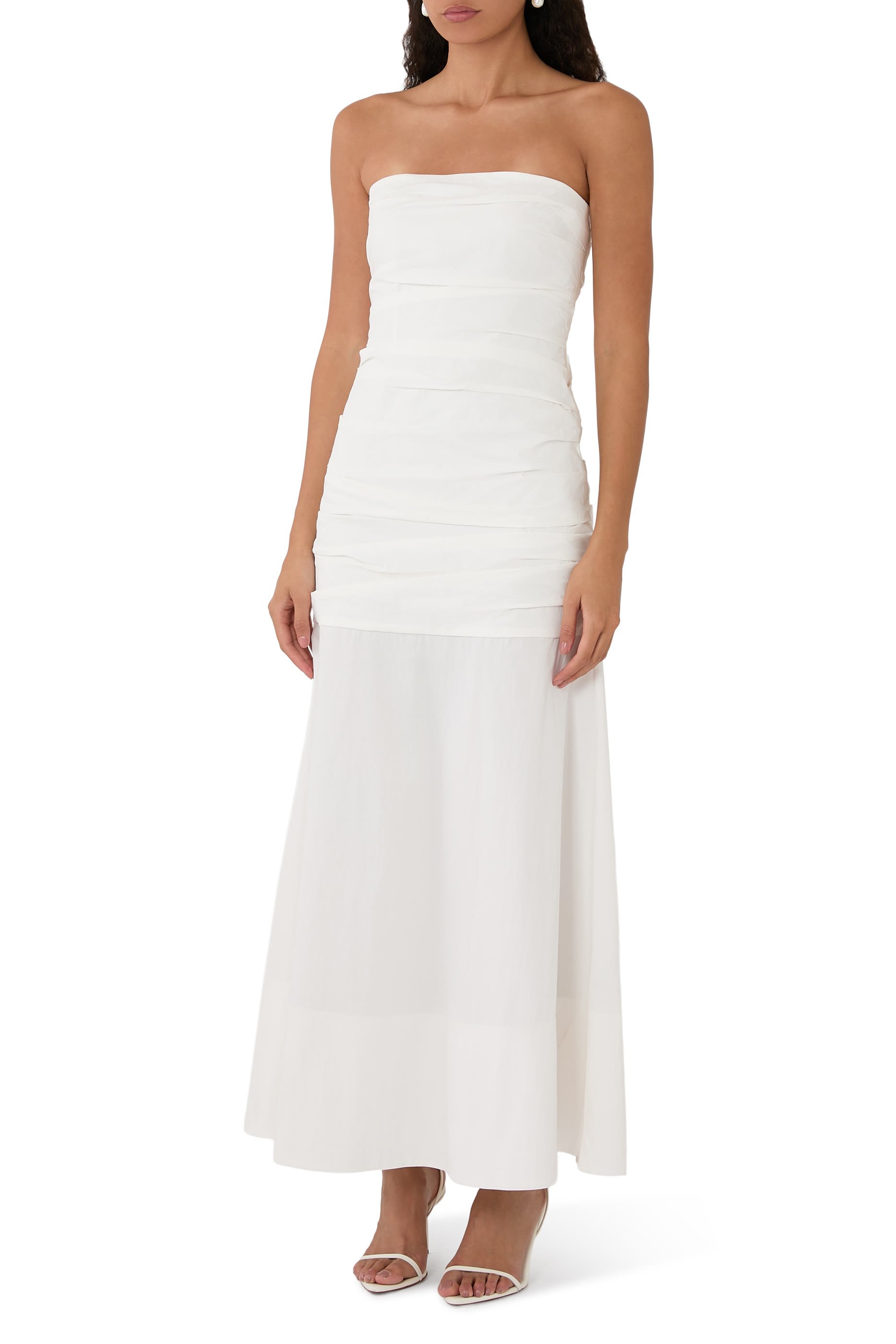 Gathered Strapless Longline Dress