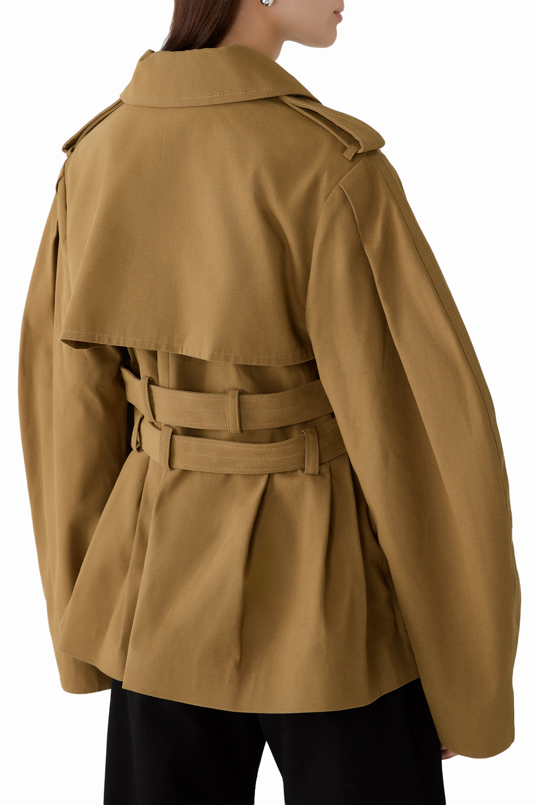 Belted Puff Sleeves Jacket