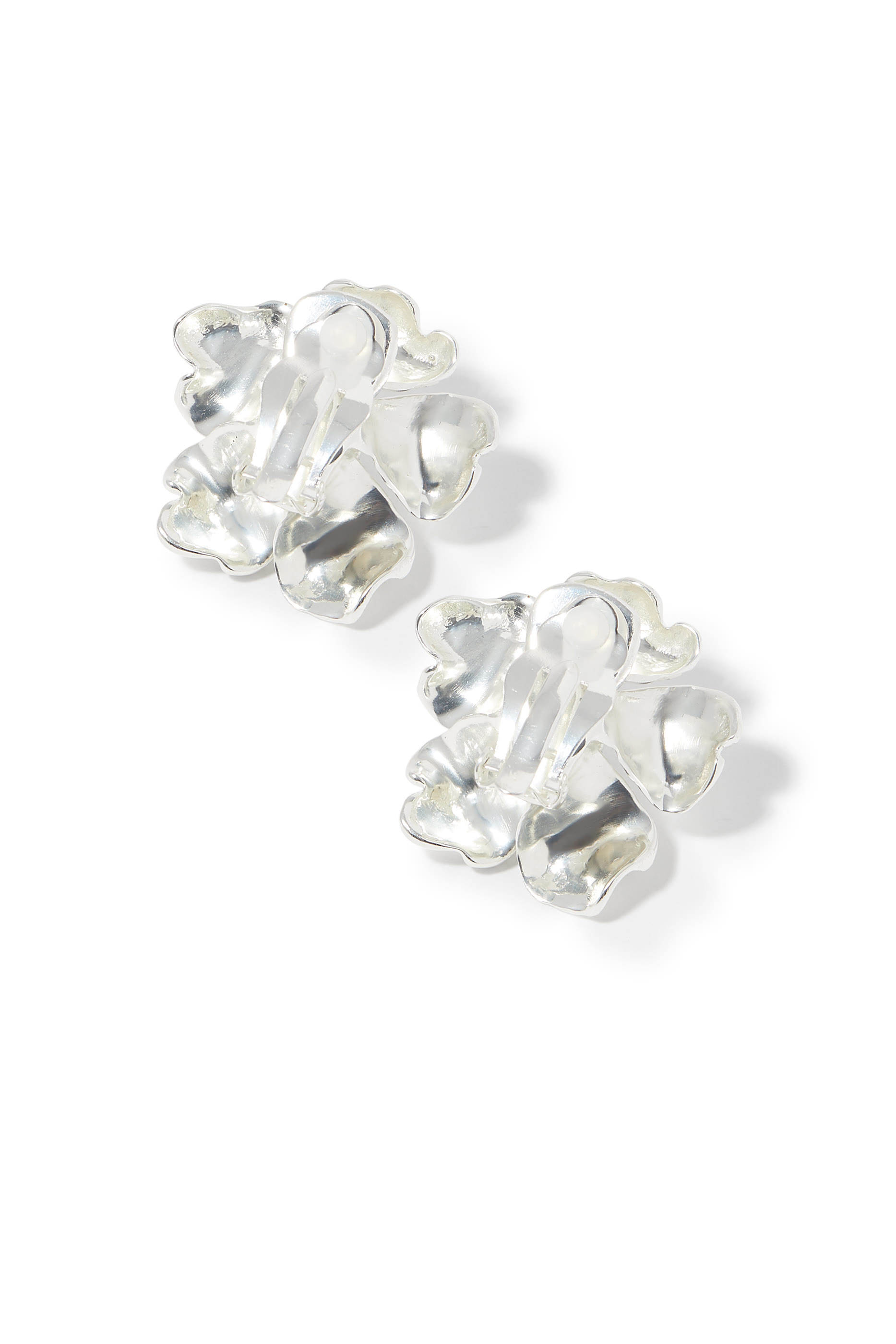 Hibiscus Earrings, Silver-Plated Brass