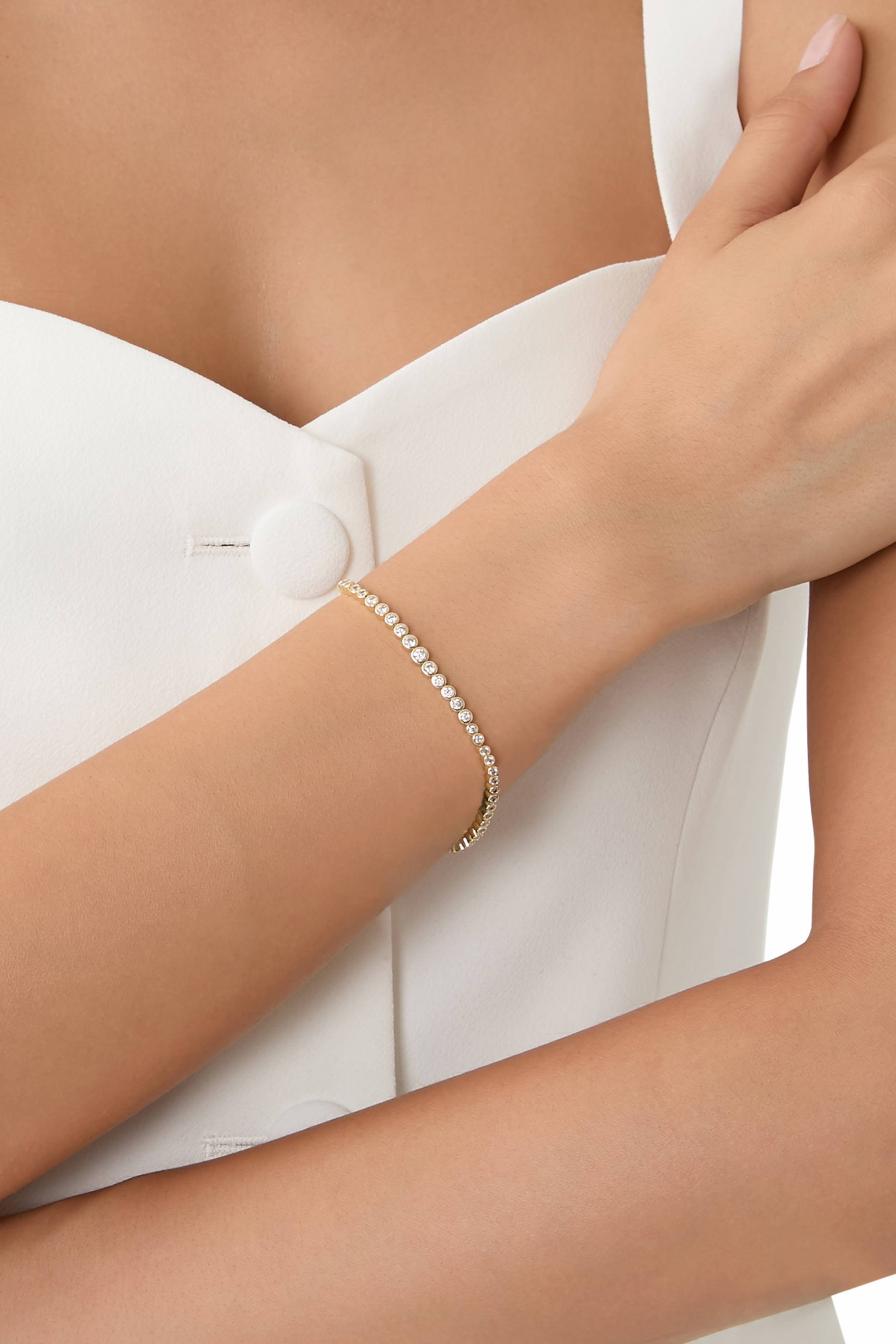 Tennis Bracelet, 14k Vermeil on Sterling Silver & Grade Cubic Zirconia