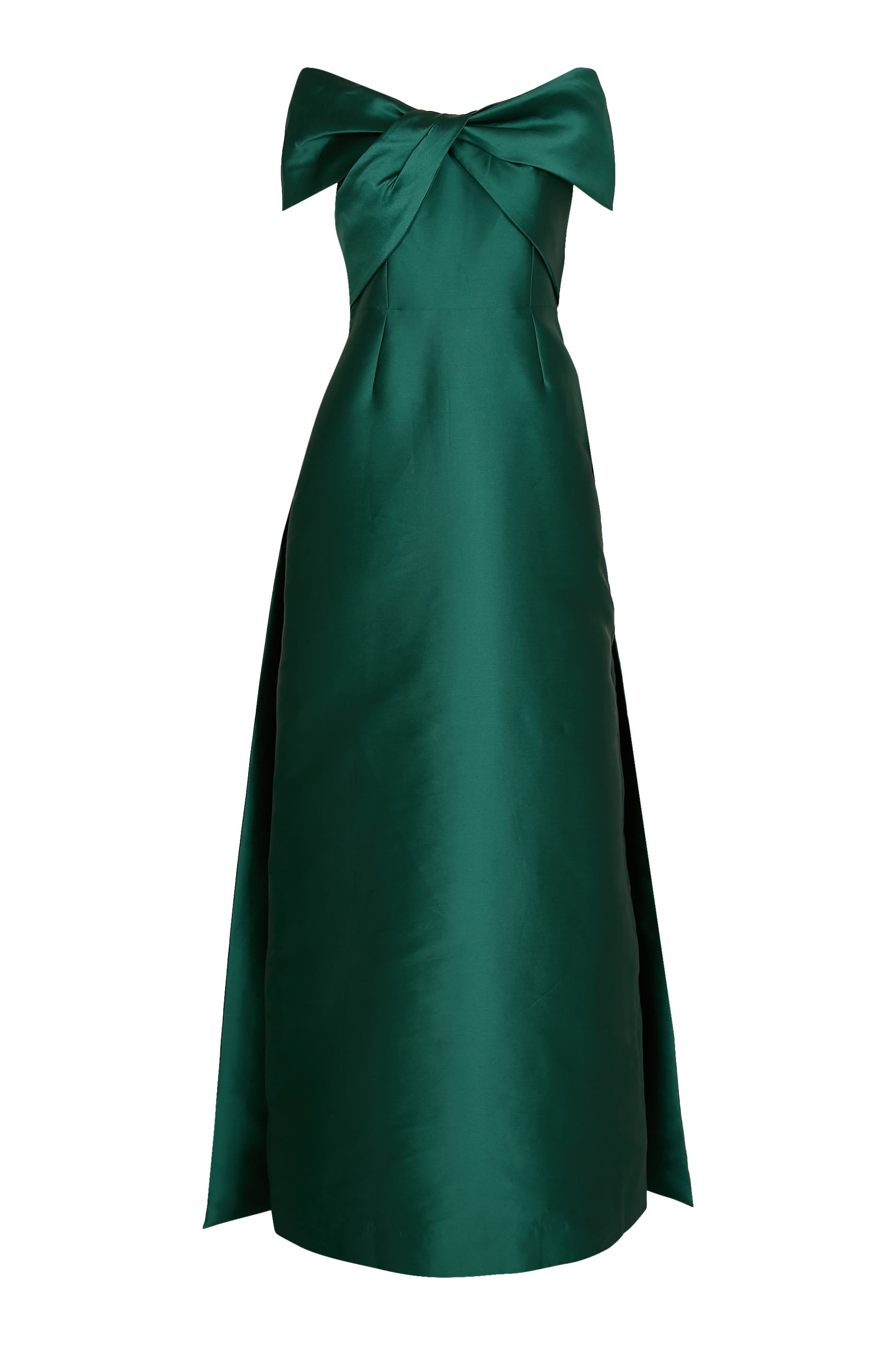 Taffeta Twist Bodice Column Cape Gown