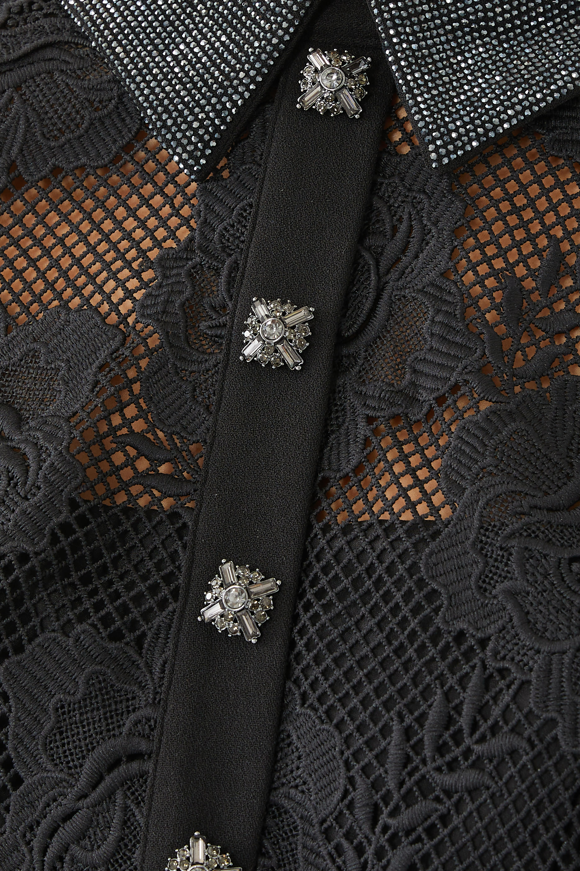 Lace Diamante Midi Dress