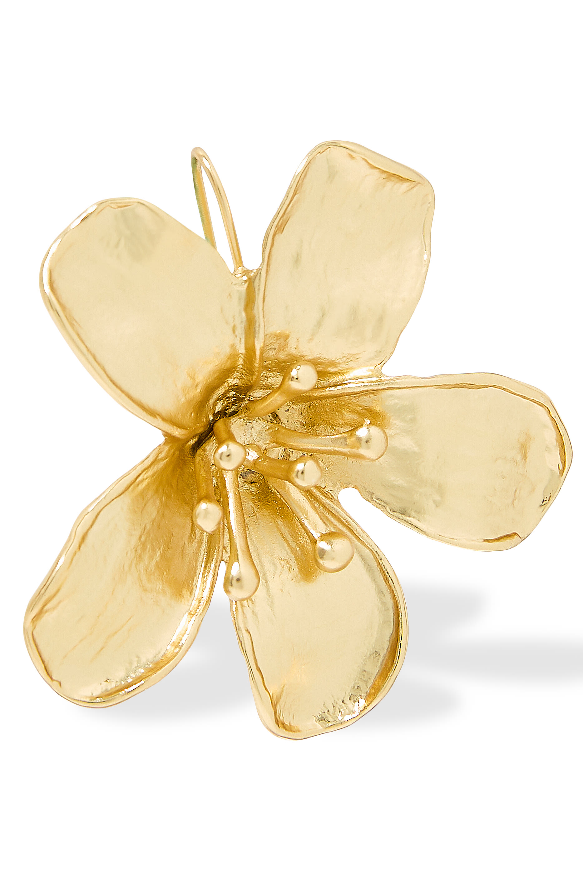 Tina Flower Drop Earrings, 14K Yellow Gold Plating