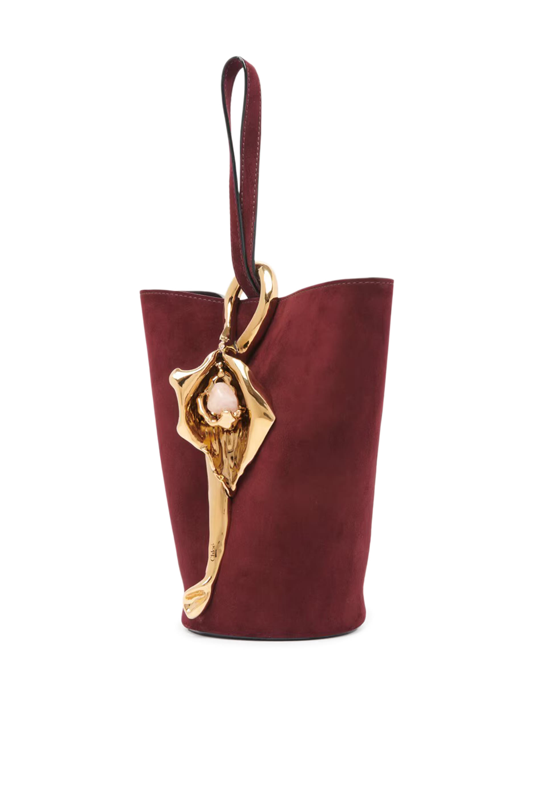 Small Eden Treasures Wristlet Bucket Bag in Suede Leather