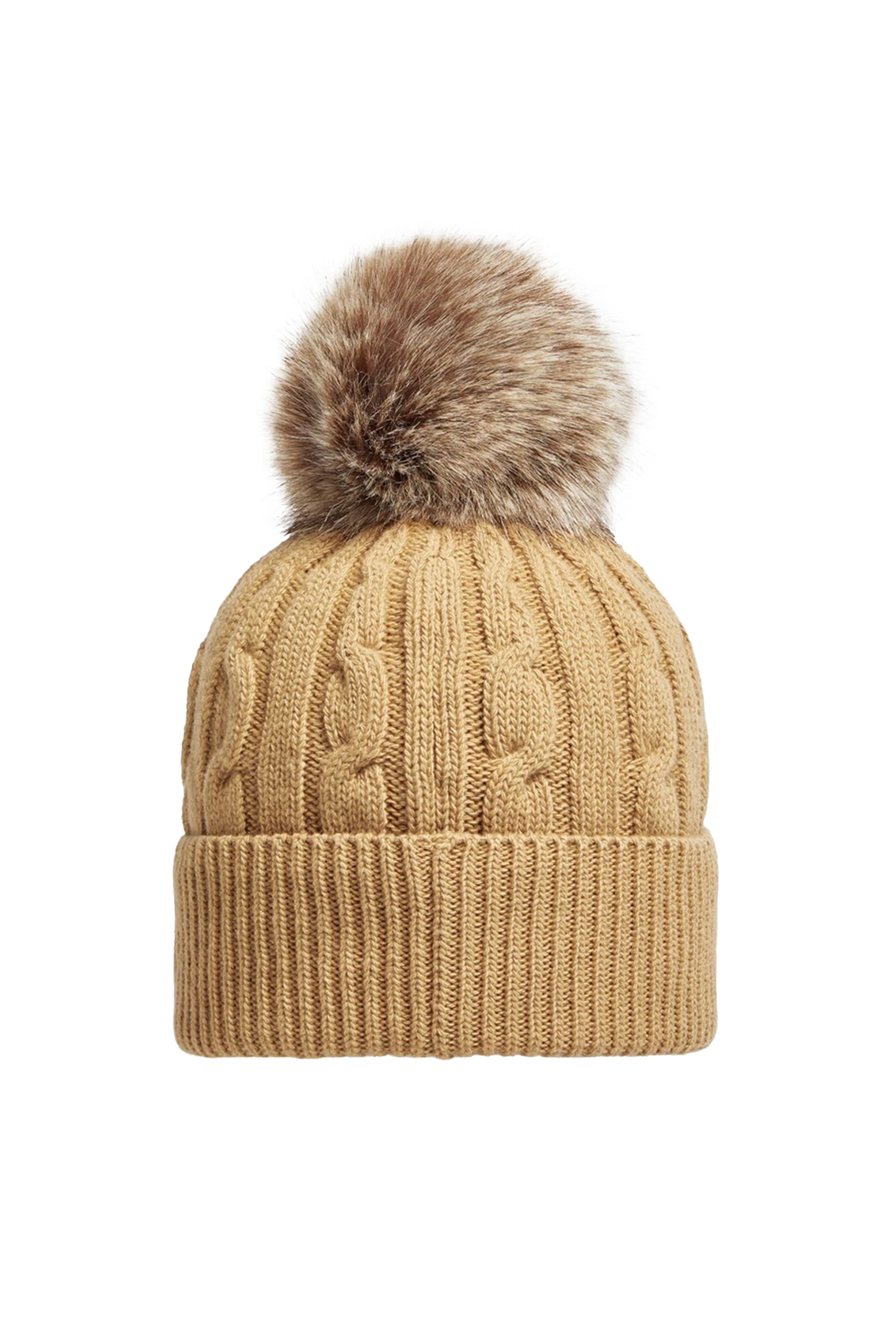 Wool & Cashmere Beanie with Faux Fur Pom Pom