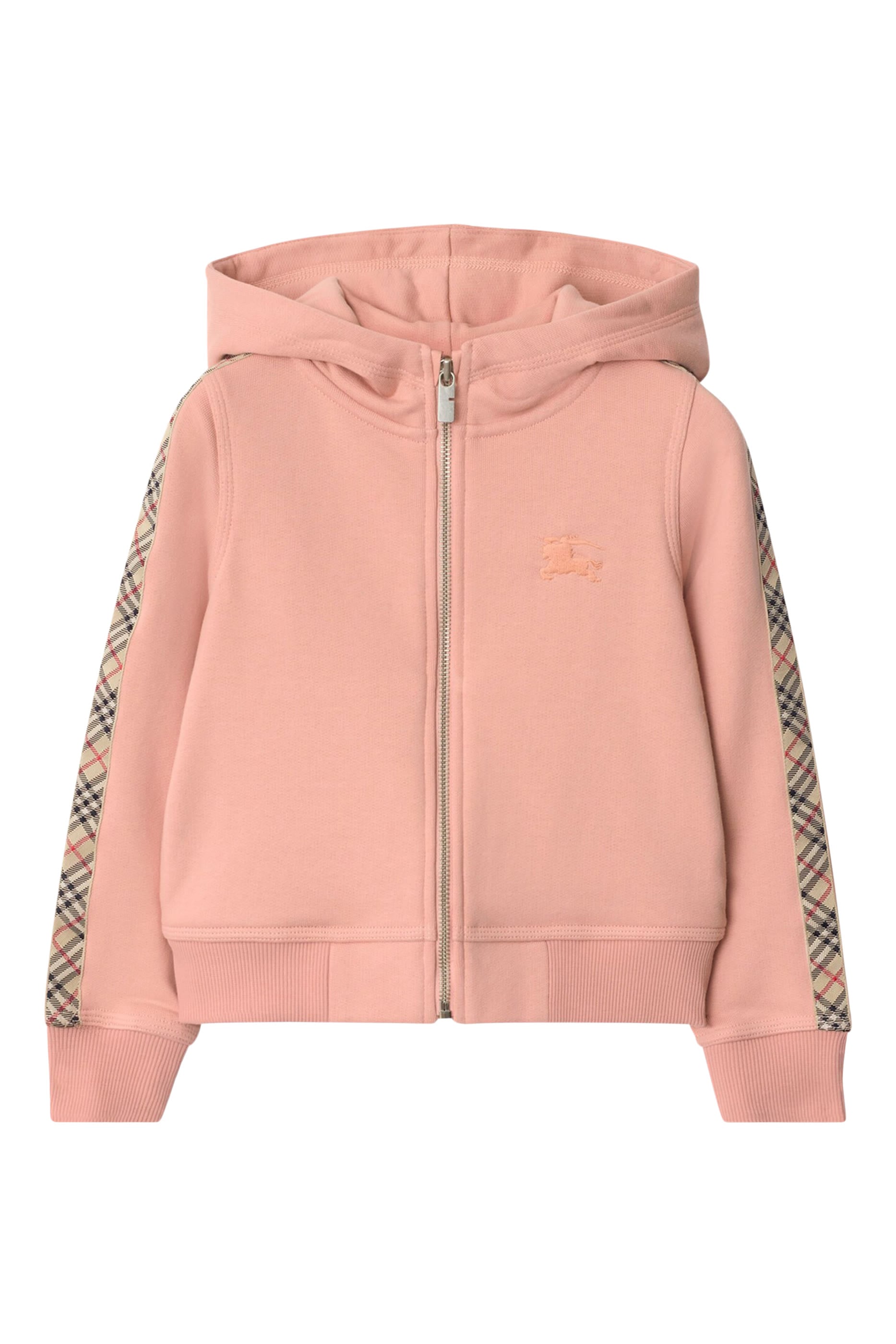 Kids Check Trim Cotton Zip Hoodie