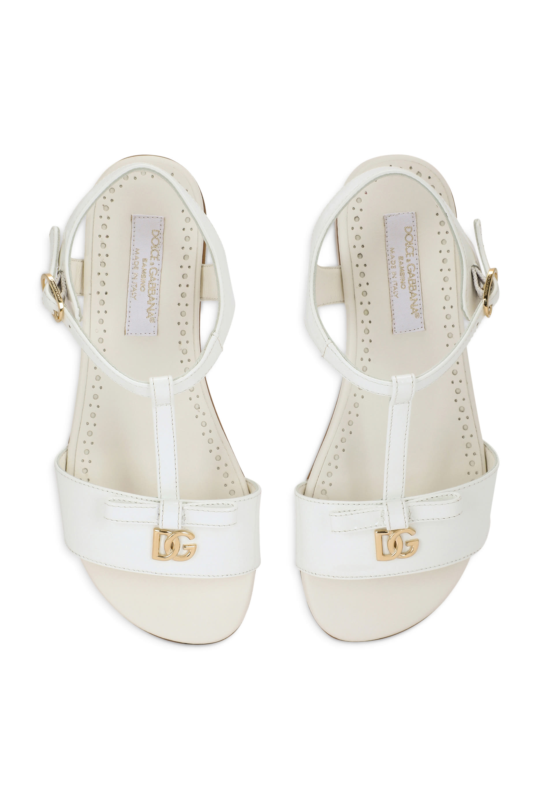 Kids Patent Leather Sandals with Metal DG Logo