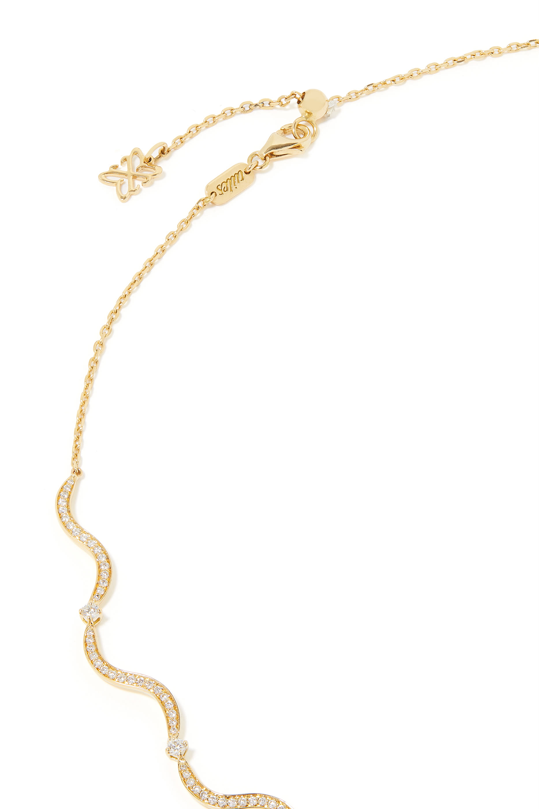 Dangling Wave Choker, 18k Yellow Gold with Sapphires & Diamonds