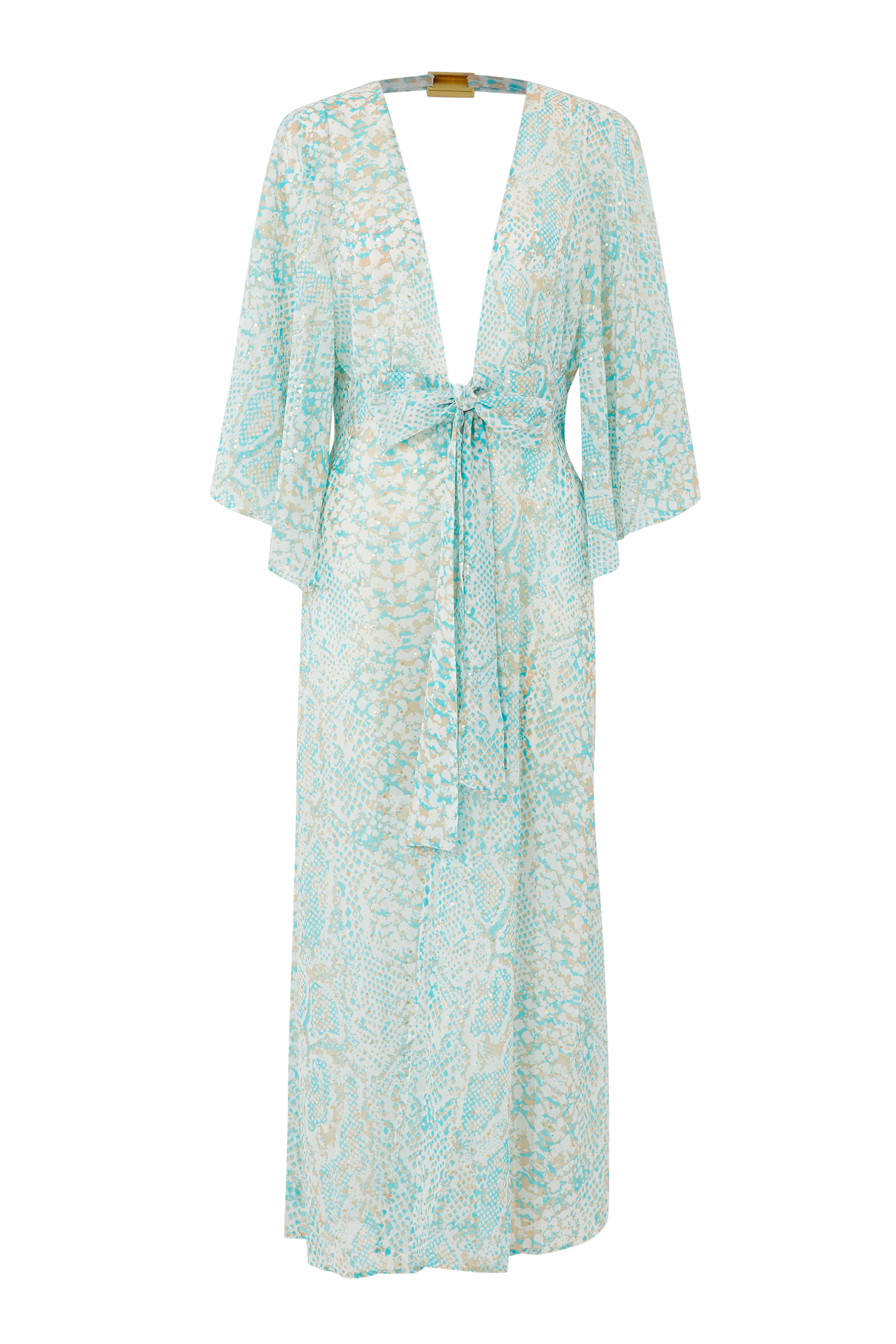 Freya Snake-Print Open-Front Maxi Kaftan