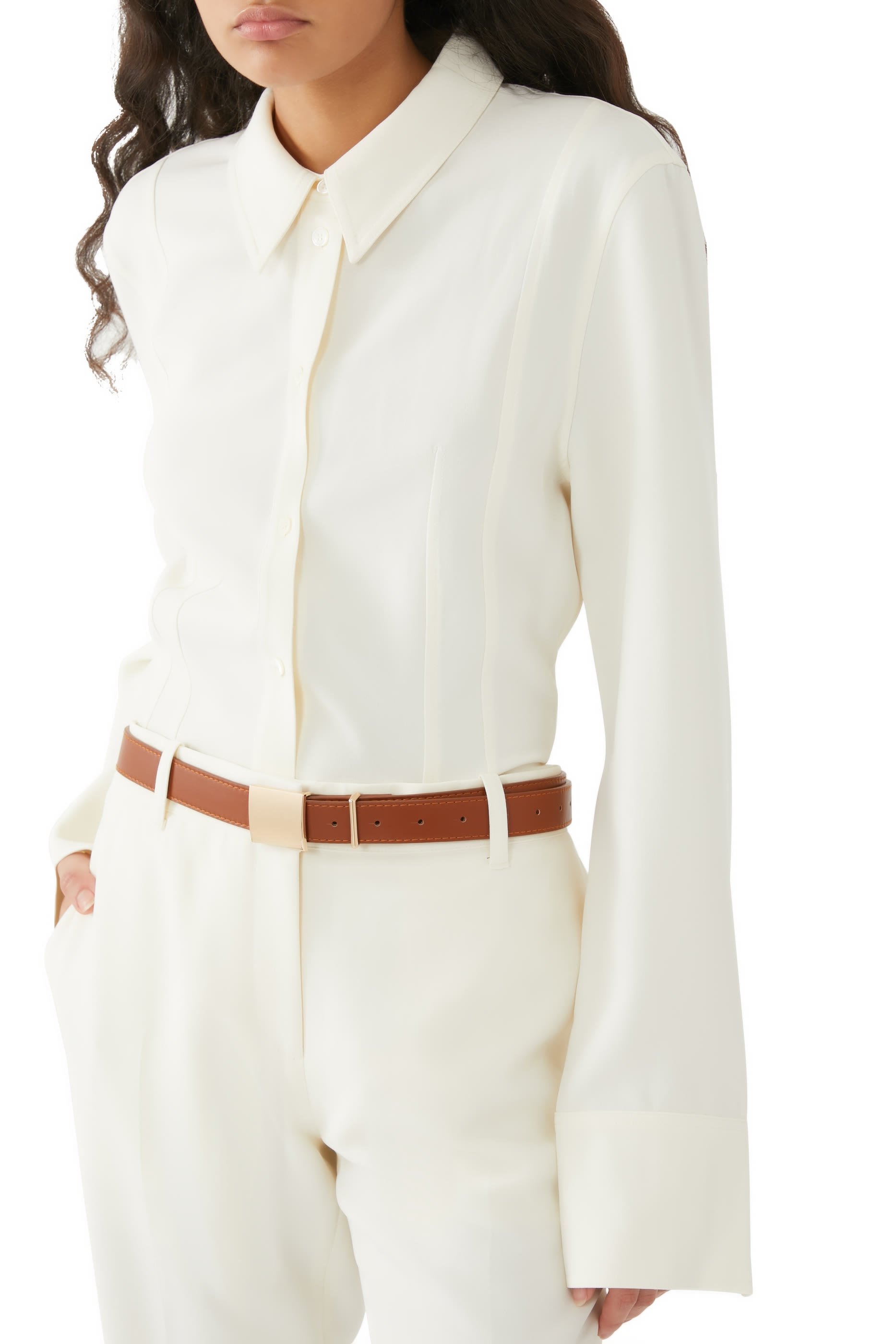 Square Buckle Leather Belt