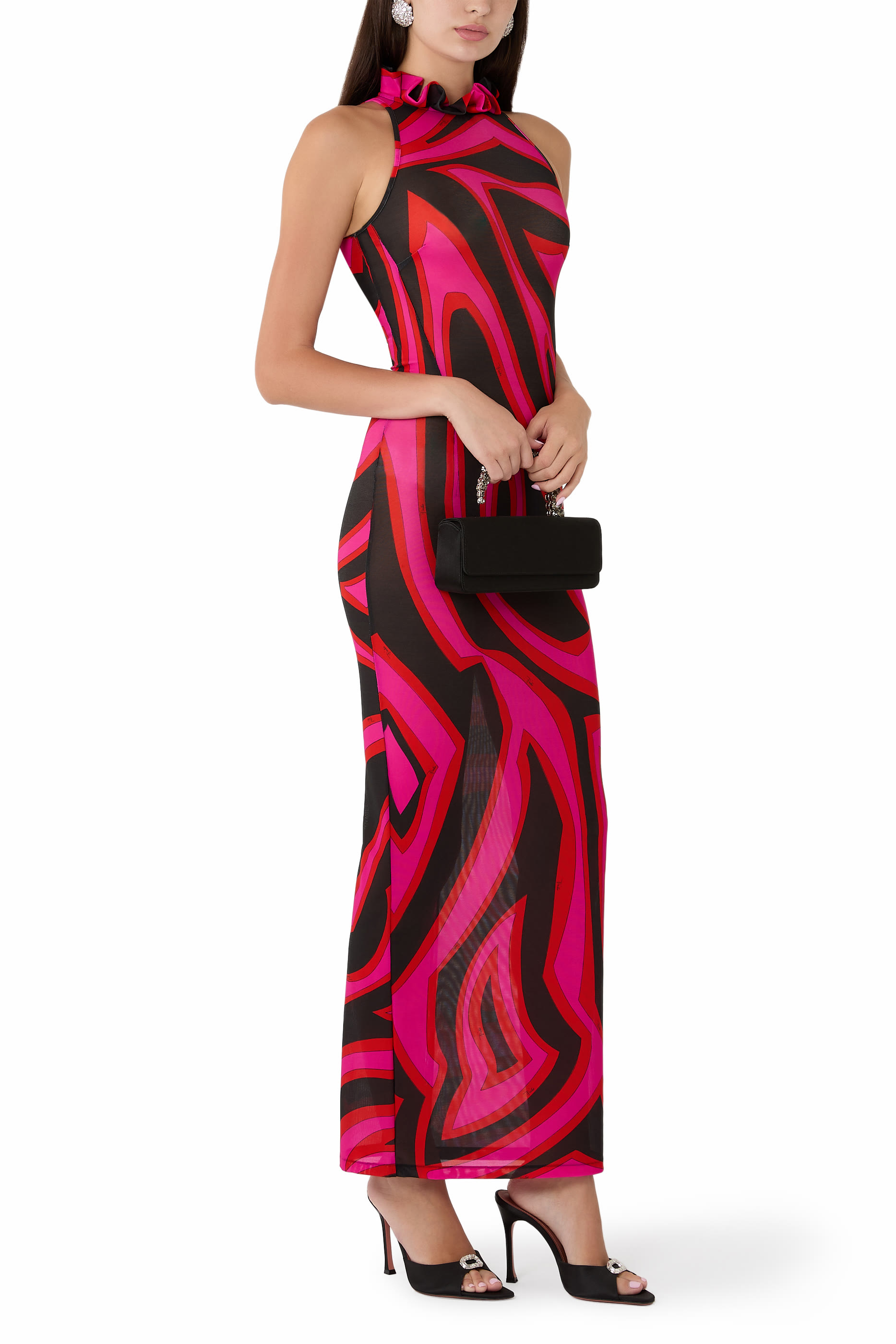  Labirinto Print Long Fitted Dress