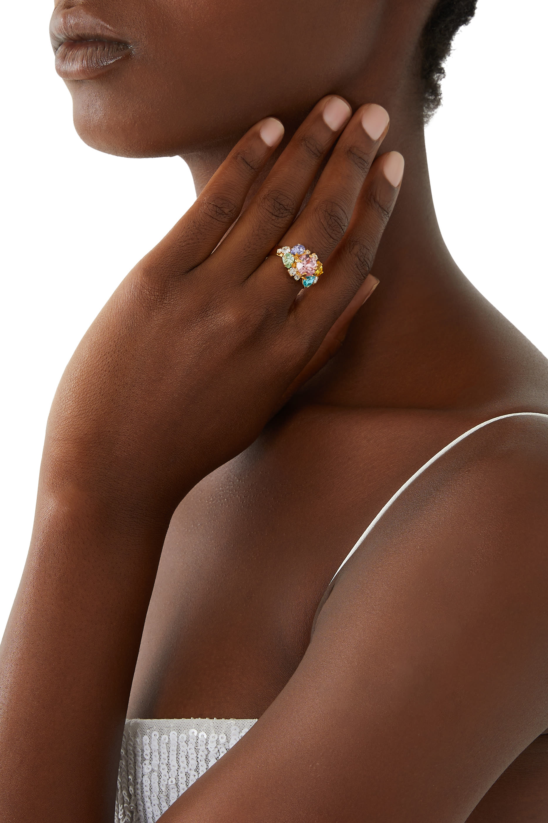 Molly Ring, 18k Gold Plated Brass & Crystals