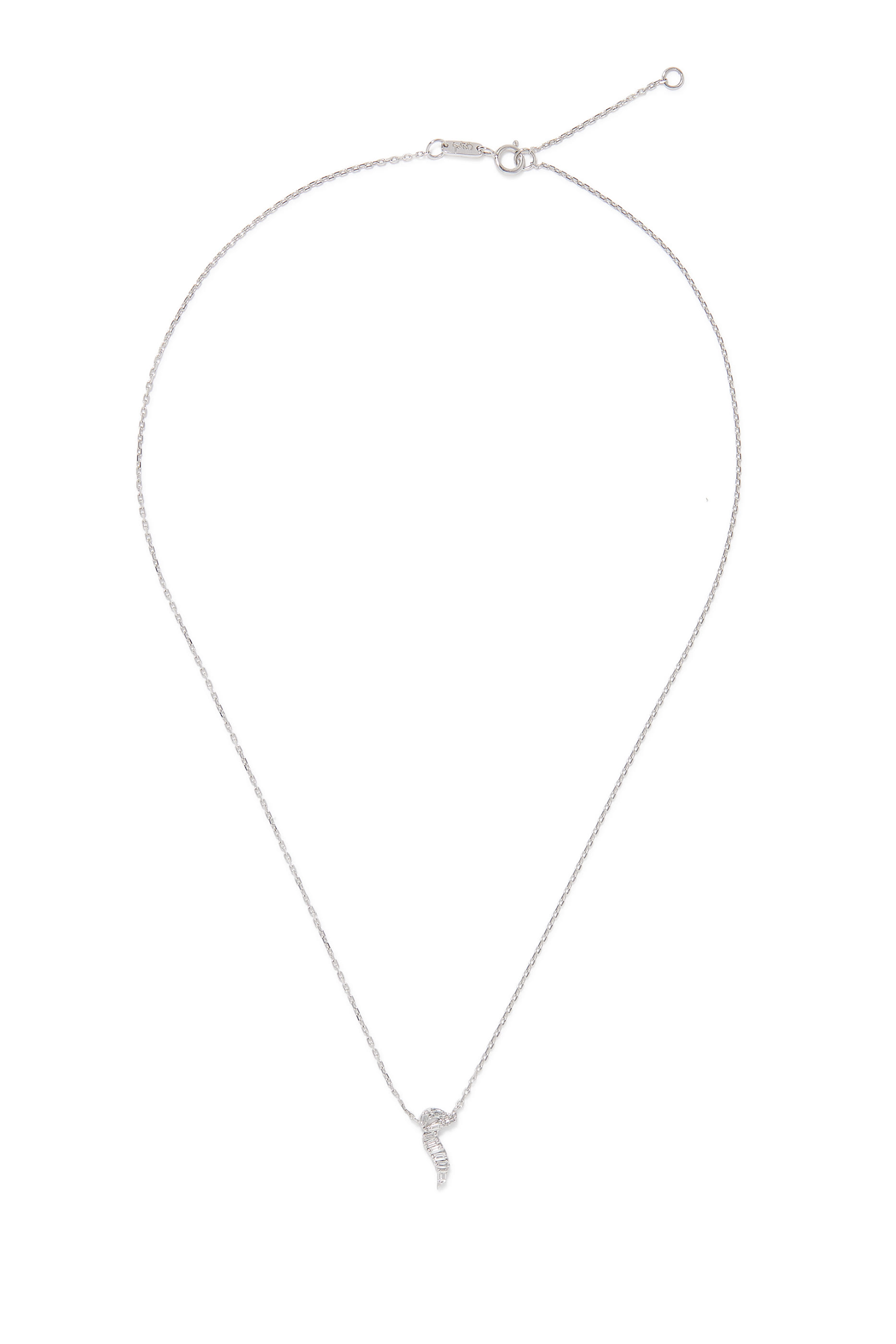 Oula XS Meem Letter Chain Pendant, 18k White Gold & Diamonds
