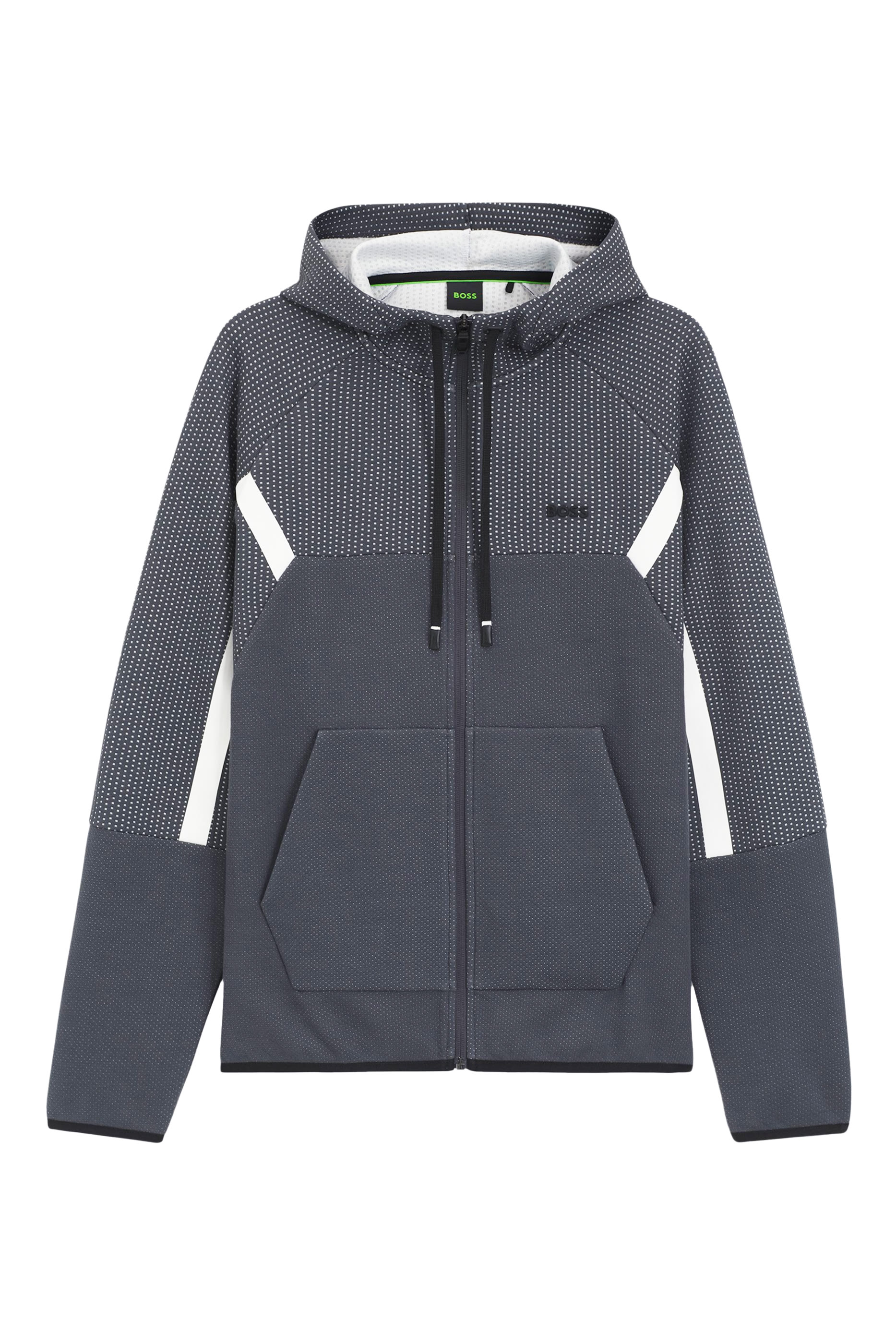 Quilted Jacquard Regular-Fit Zip-Up Hoodie
