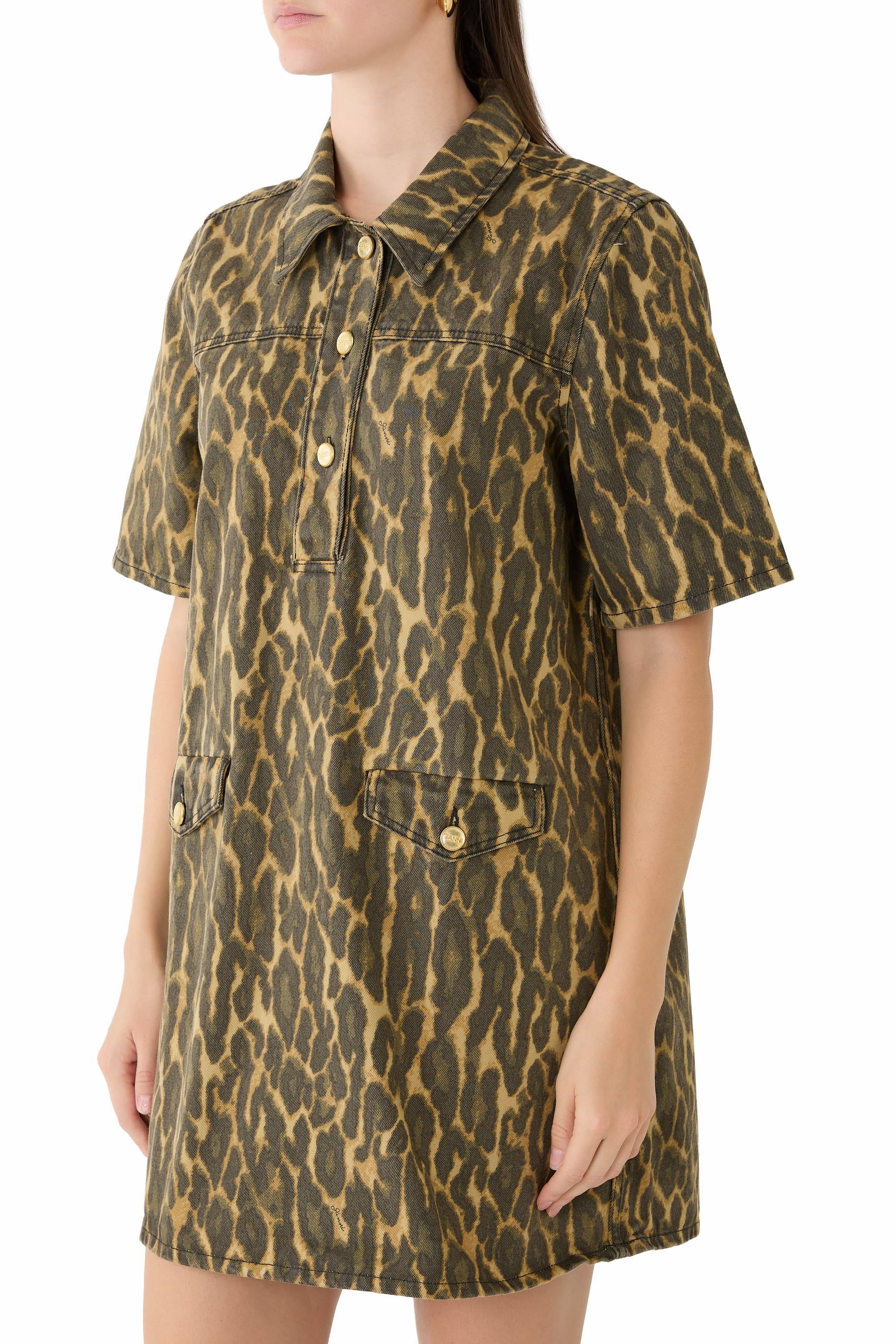  Print Denim Mini Dress