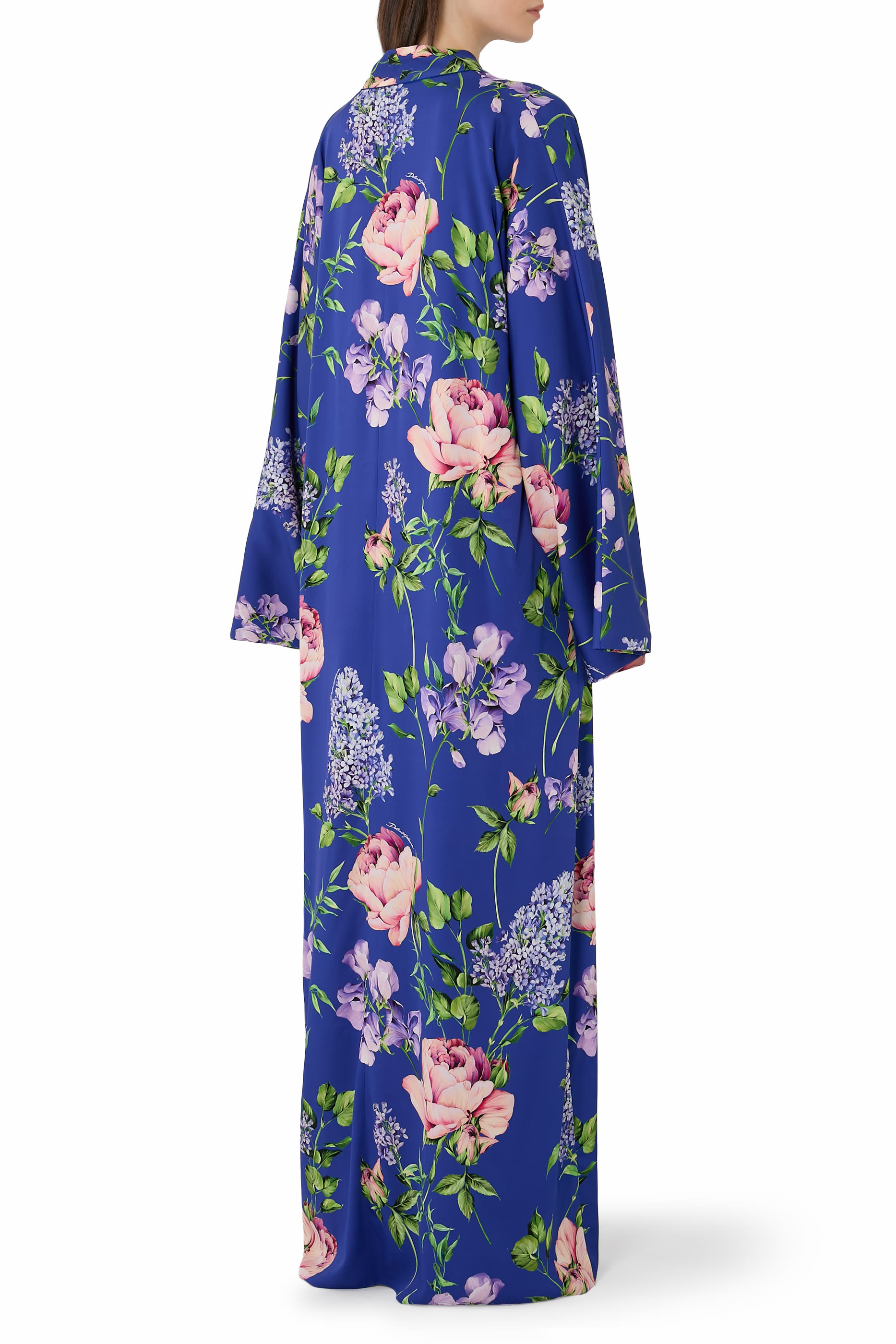 Rose-Print Charmeuse Dress