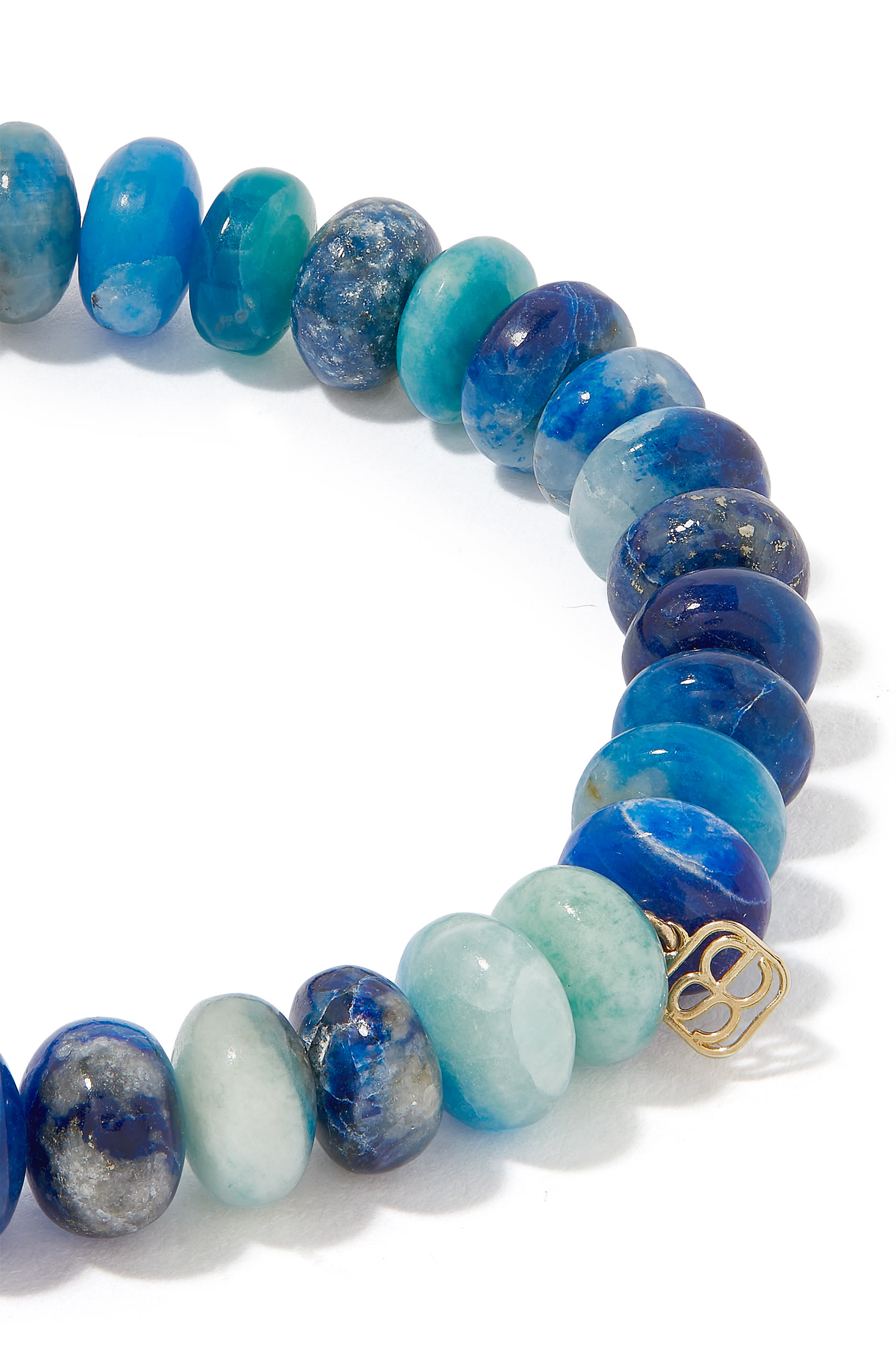 Elephant Medallion Charm Beaded Bracelet, 14K Yellow Gold with Afghanite & Diamonds