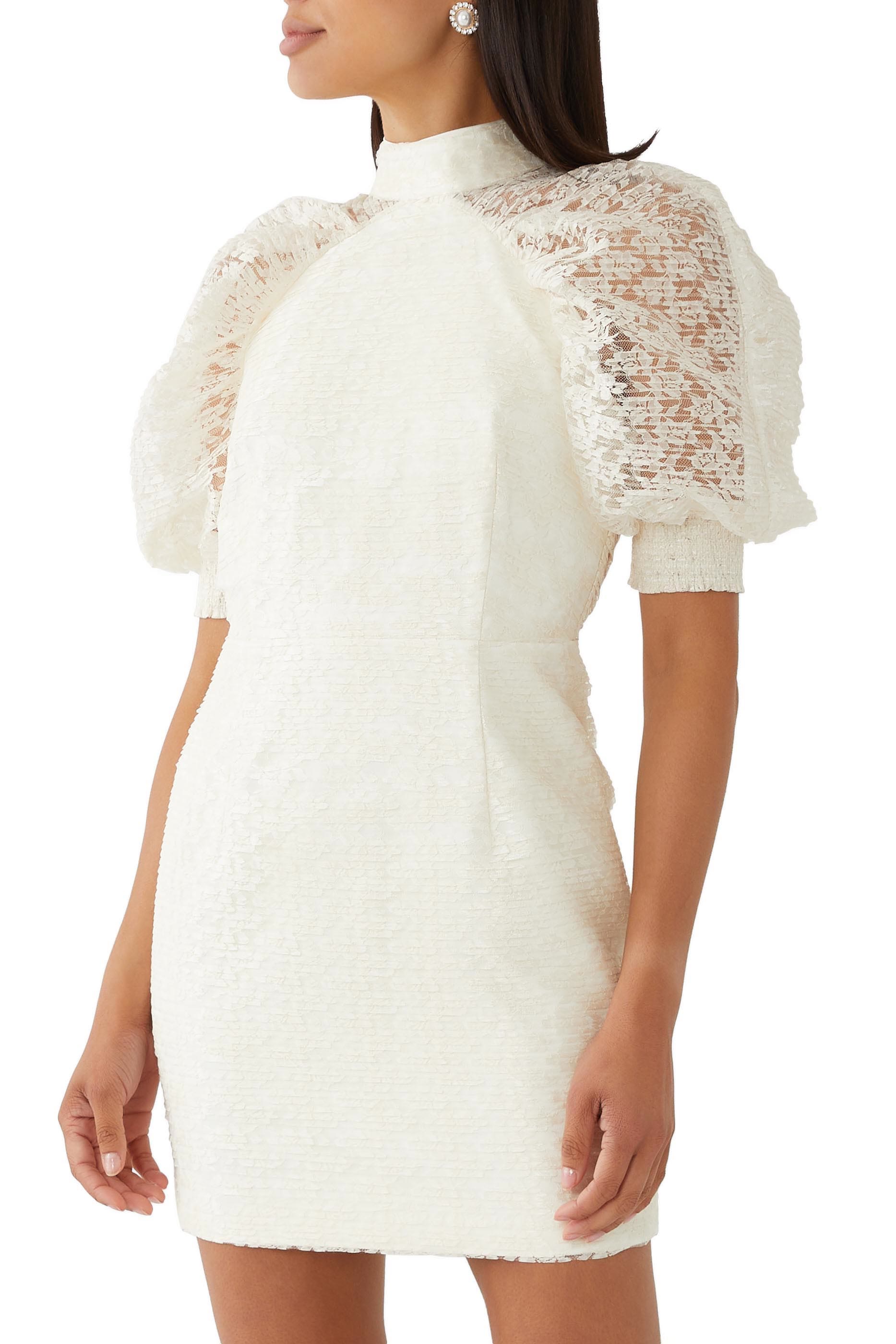 Lace Plissé Mini Dress
