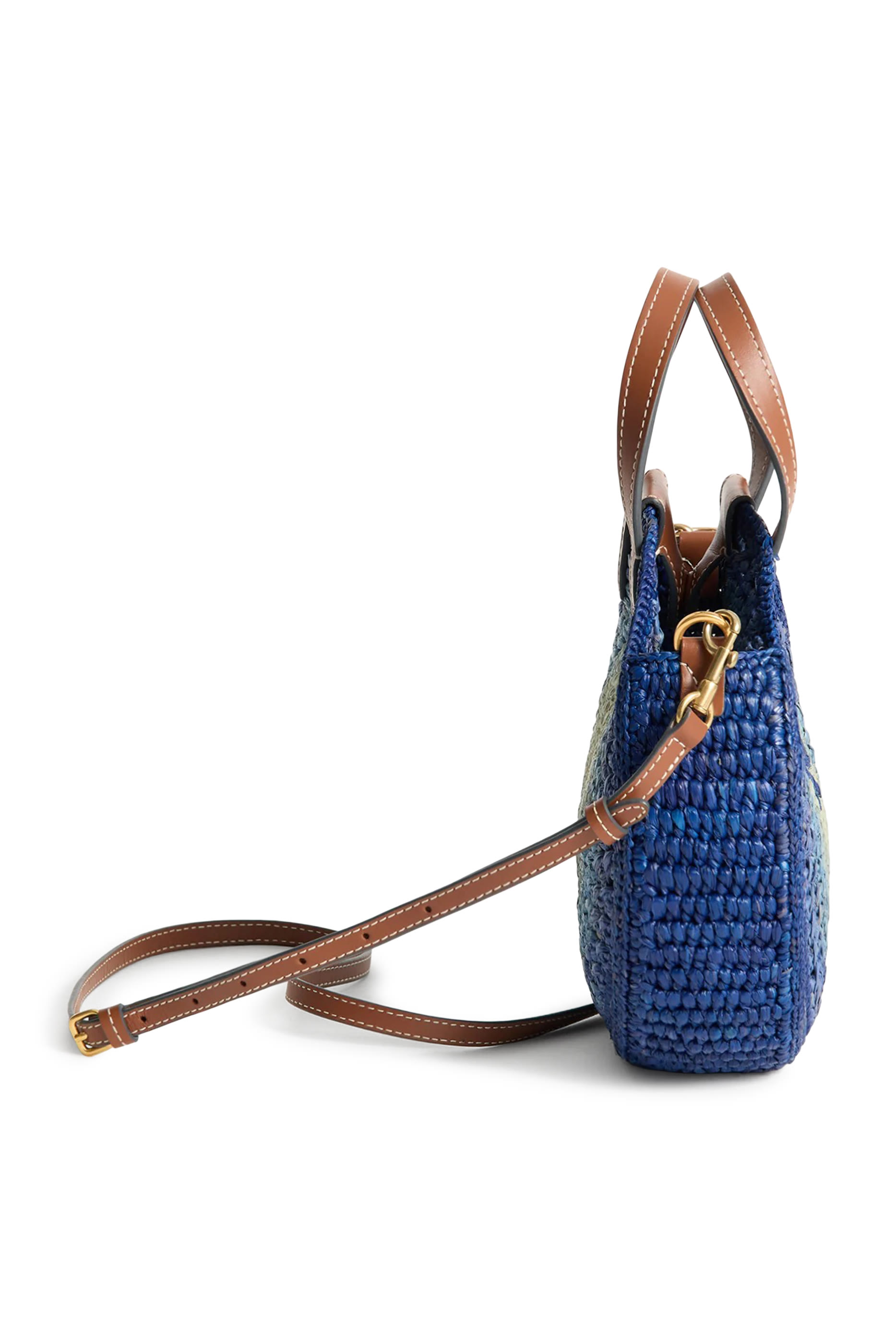 Raffia Small Round Bow Tote Bag