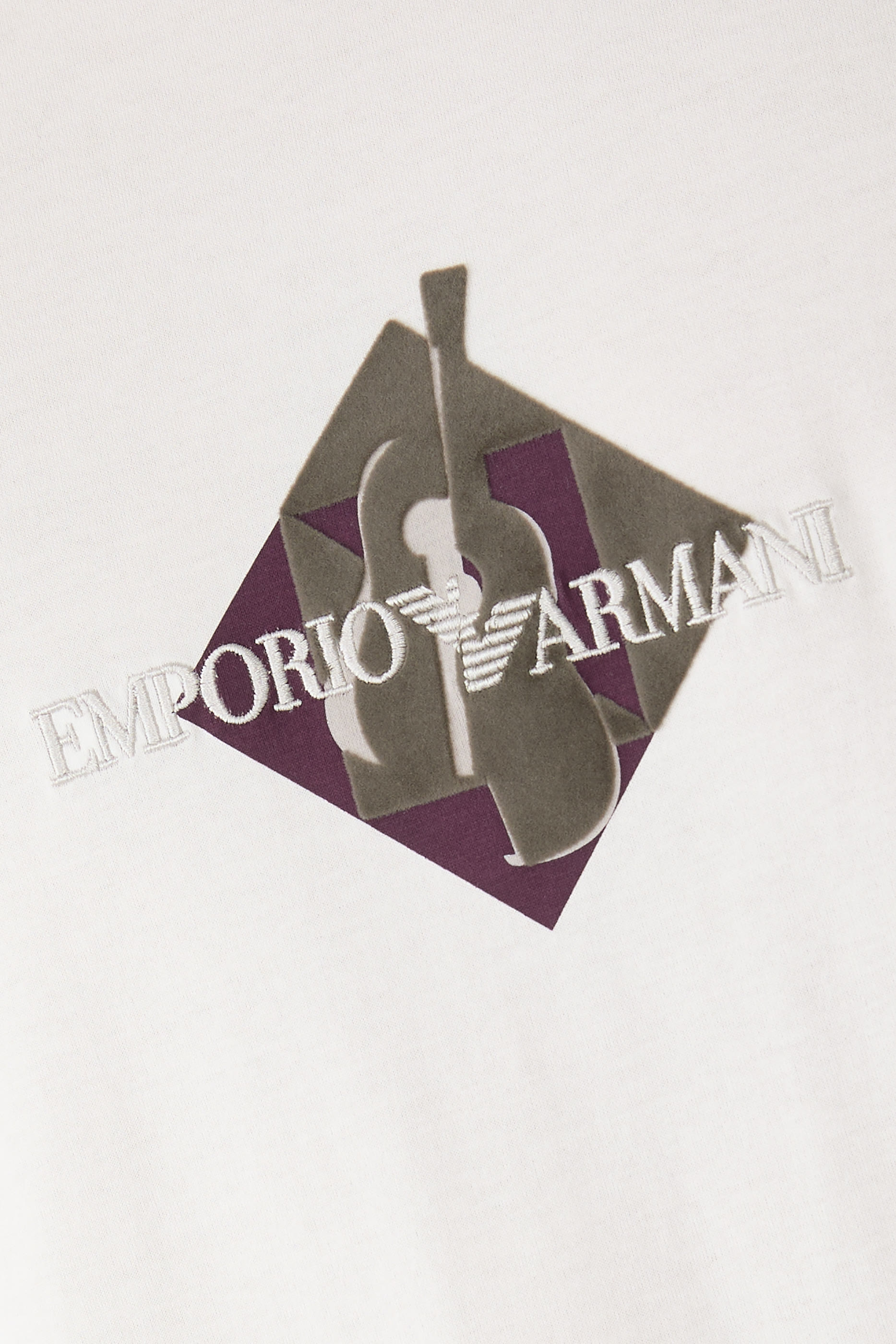 Embroidered Logo and Flock Print T-Shirt