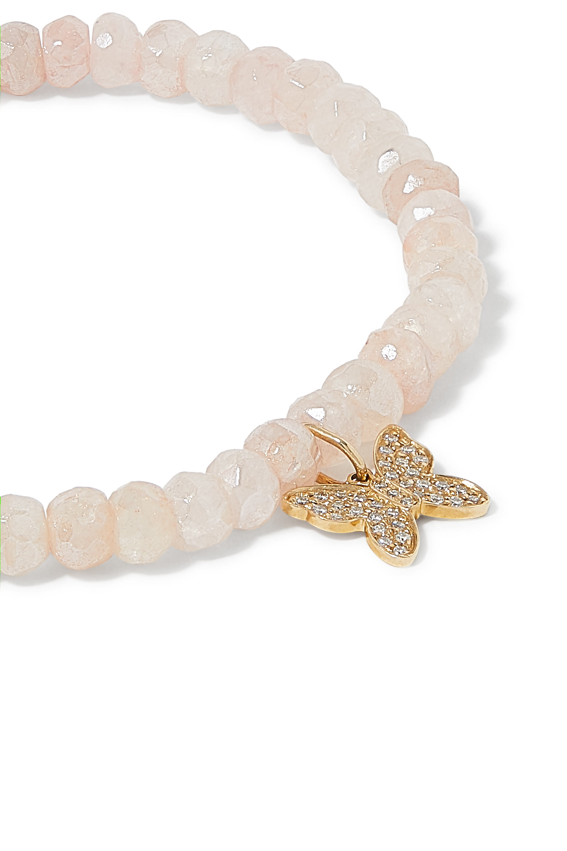 Kids Butterfly Charm Beaded Bracelet, 14K Yellow Gold &  Mystic Pink Grapolite