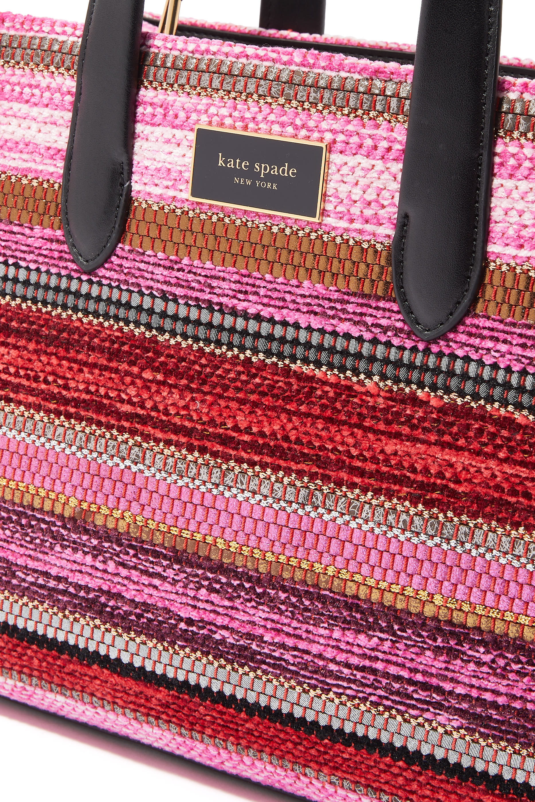 Manhattan Striped Metallic Small Tote Bag