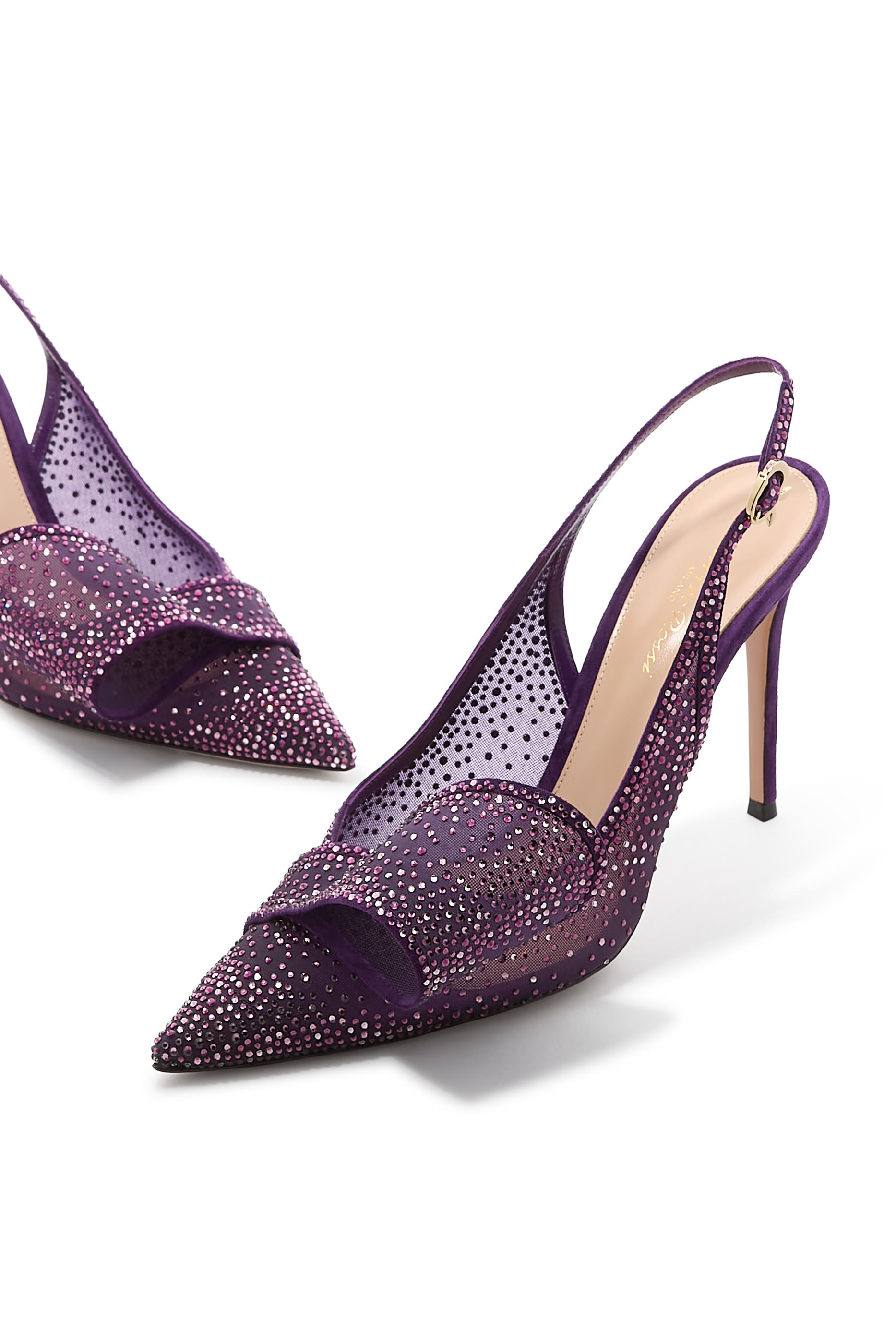 Bow Embellished 95 Suede Organza Slingback Pumps 