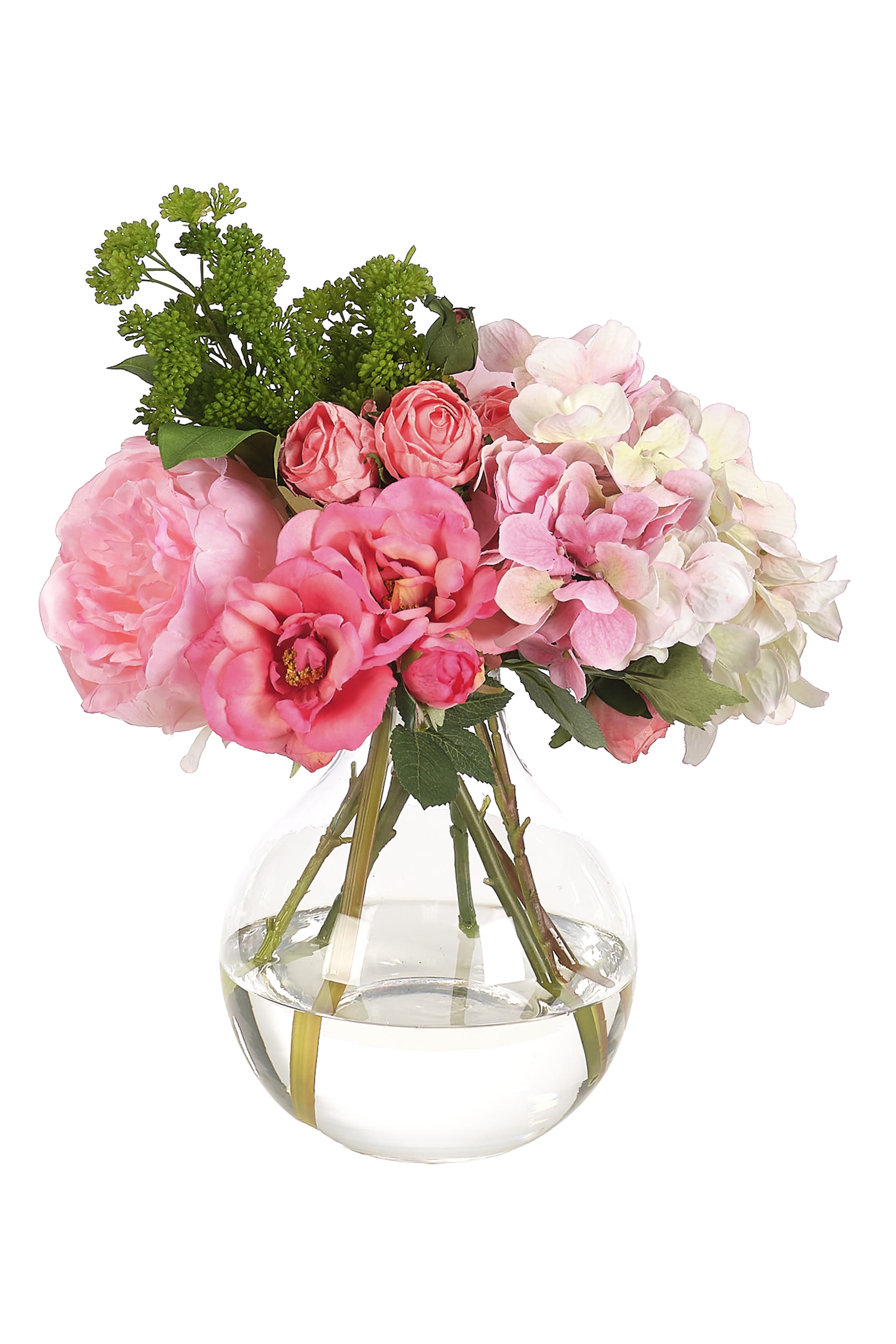 Peony & Rose in Glass Bubble Vase