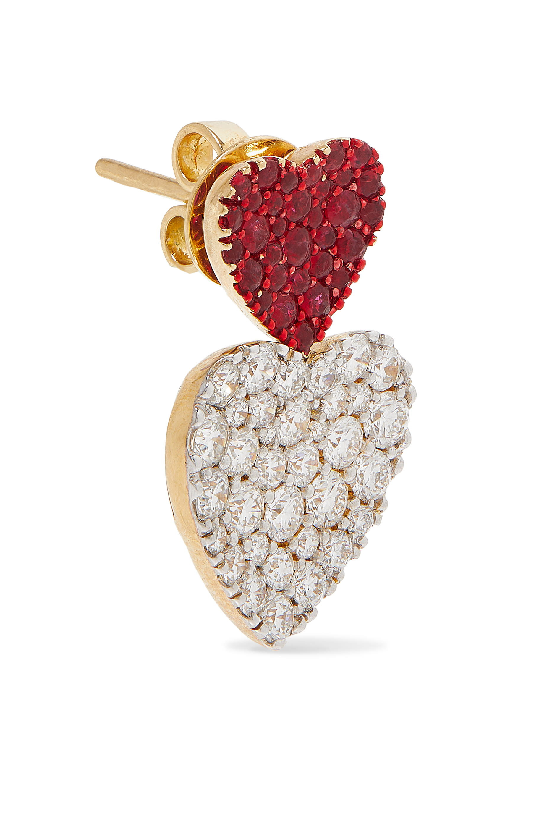 Double Heart Earrings, 18k Yellow Gold