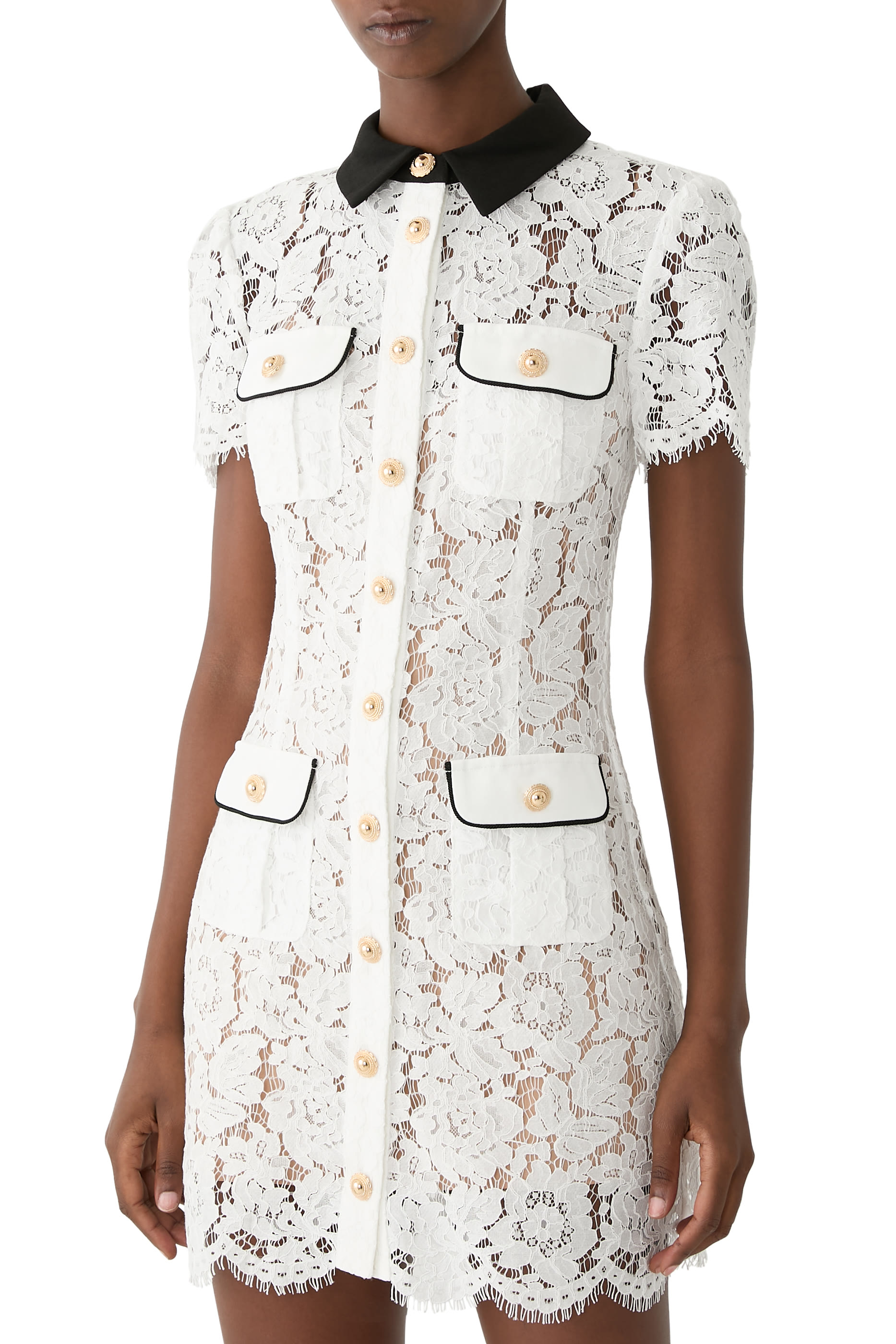 Lace Contrast Collar Mini Dress