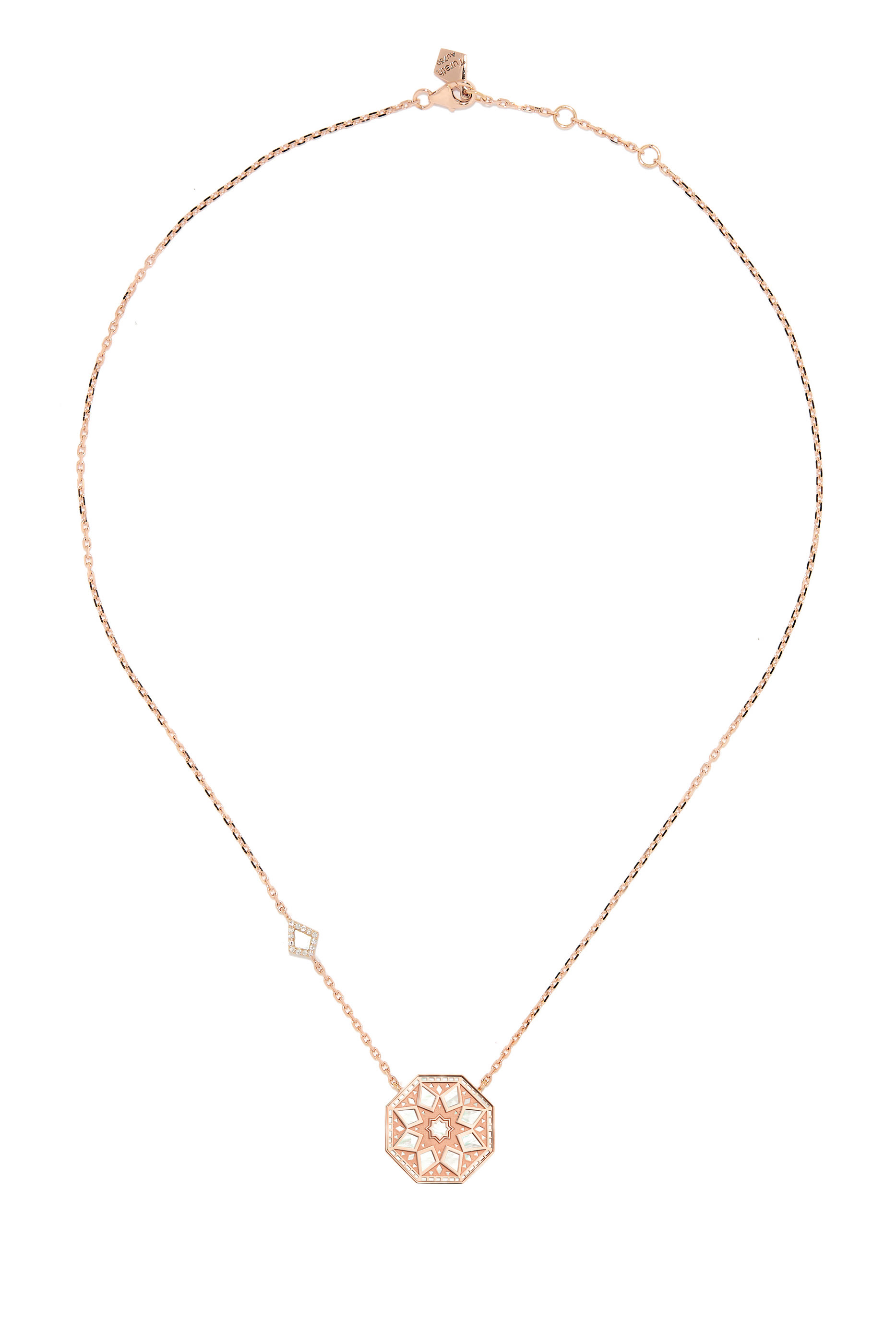 Classic Turath Small Necklace, 18k Pink Gold & Mother-of-Pearl, Diamonds