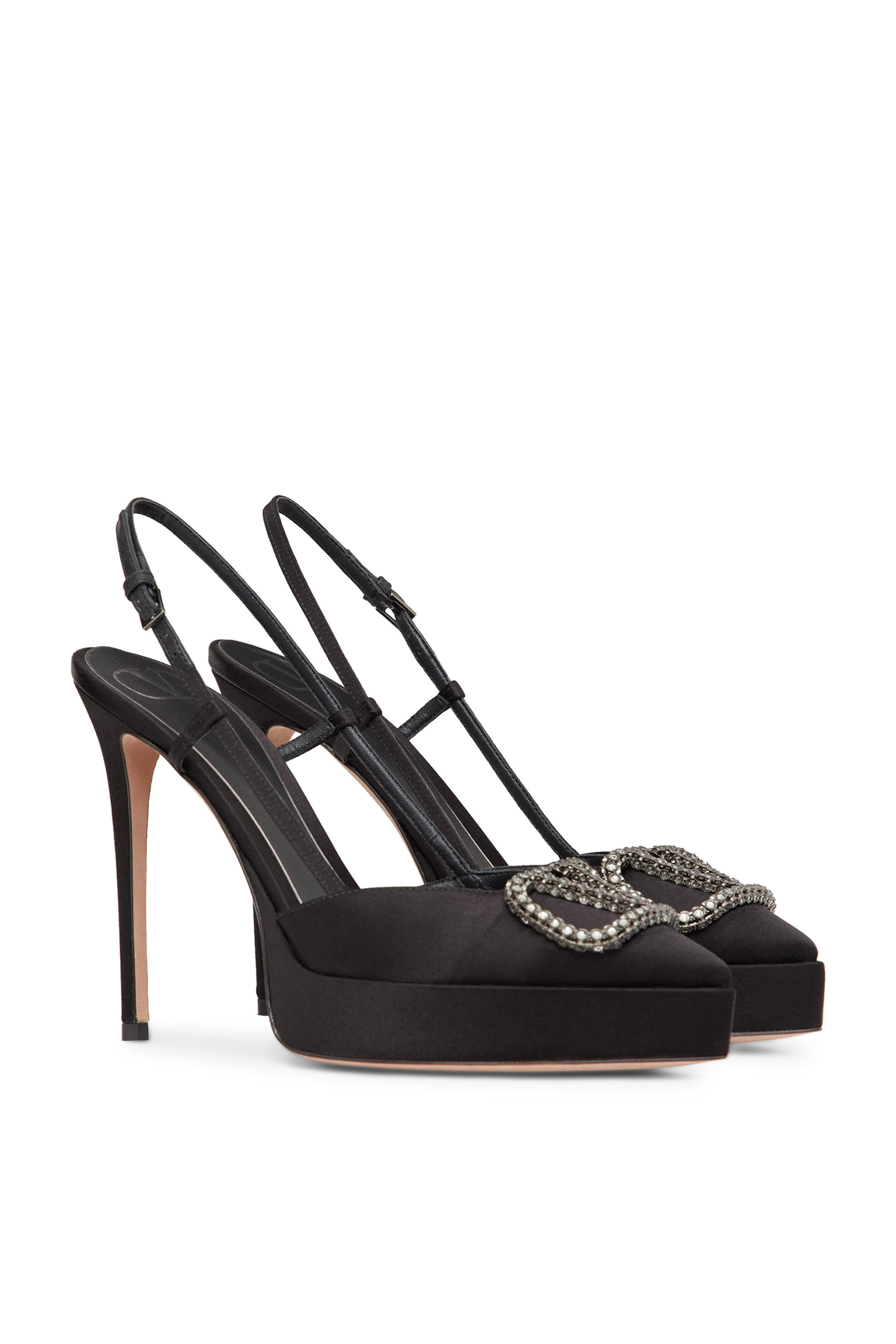 Valentino Garavani Vlogo Signature 120 Satin Slingback Platform Pumps