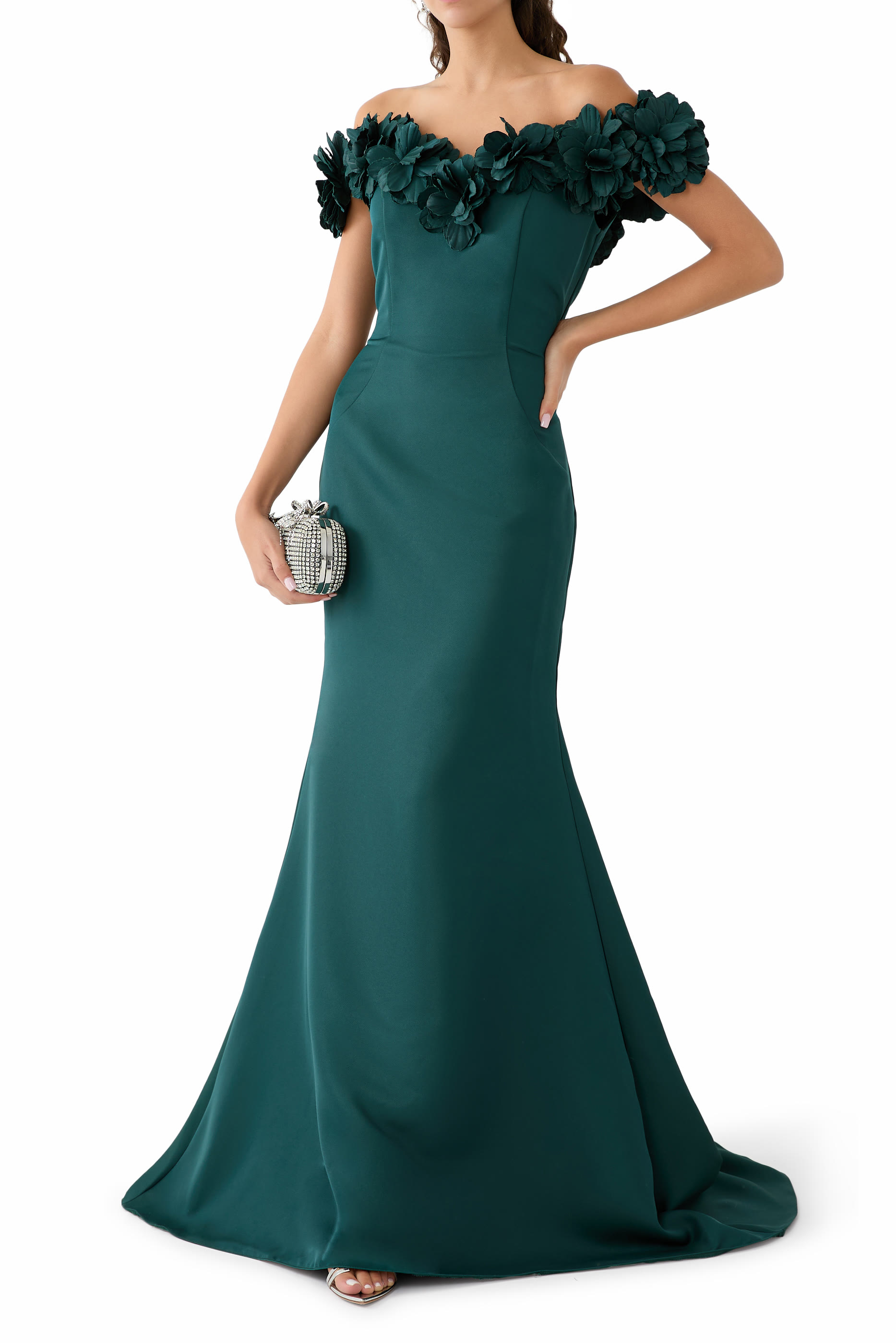 Off-Shoulder Embellished Mermaid Dress