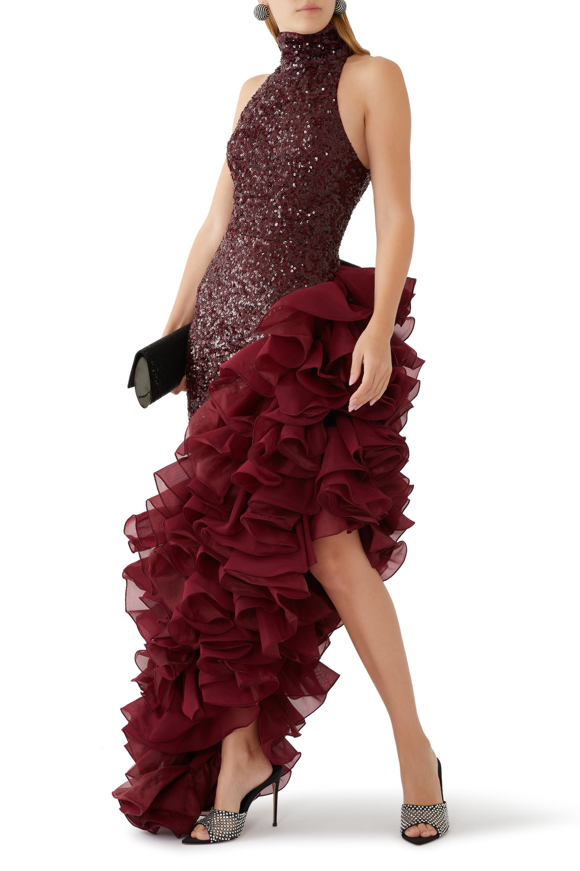 Sequins Midi Ruffle Dress