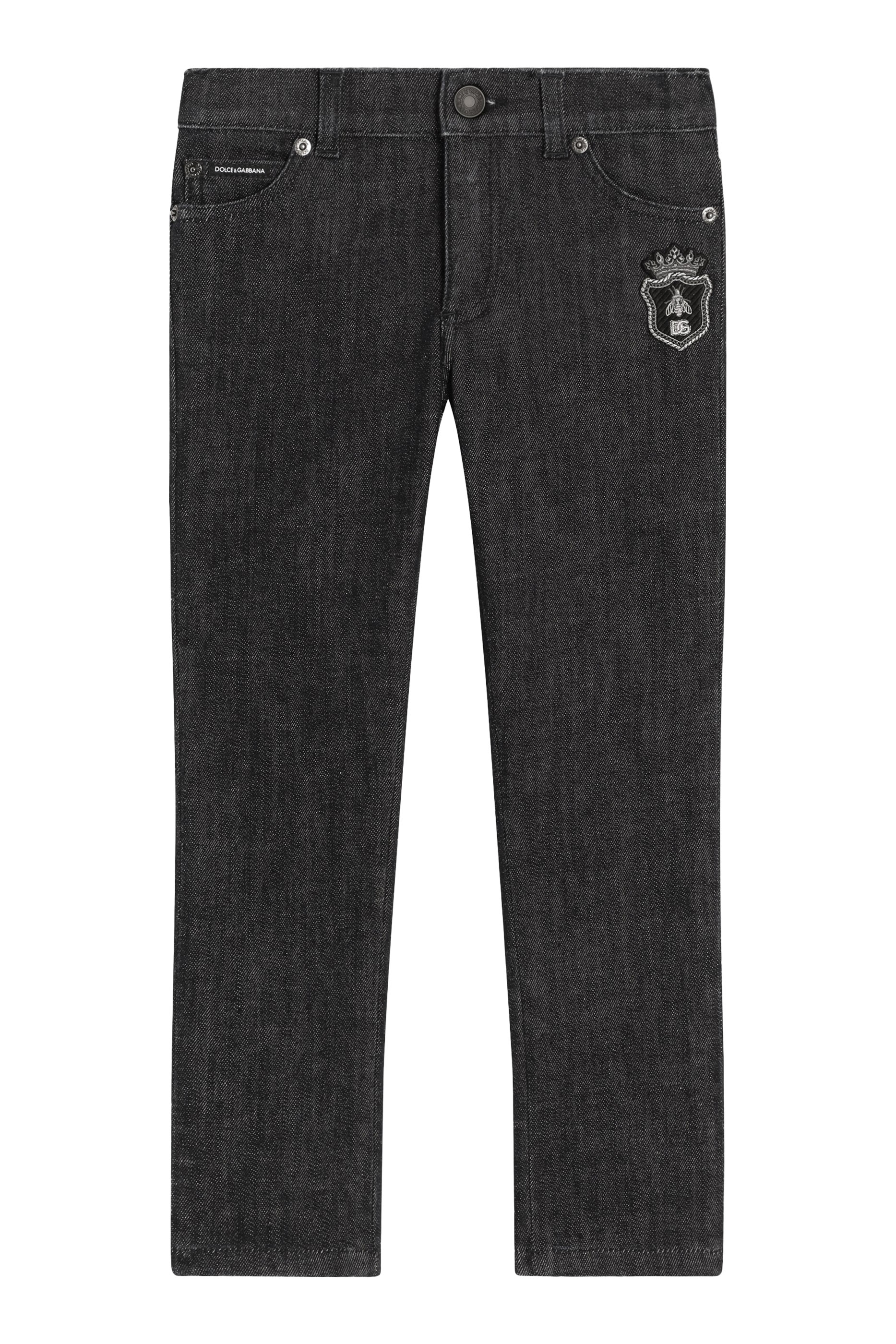 Kids 5-Pocket Denim Trousers with Embroidery