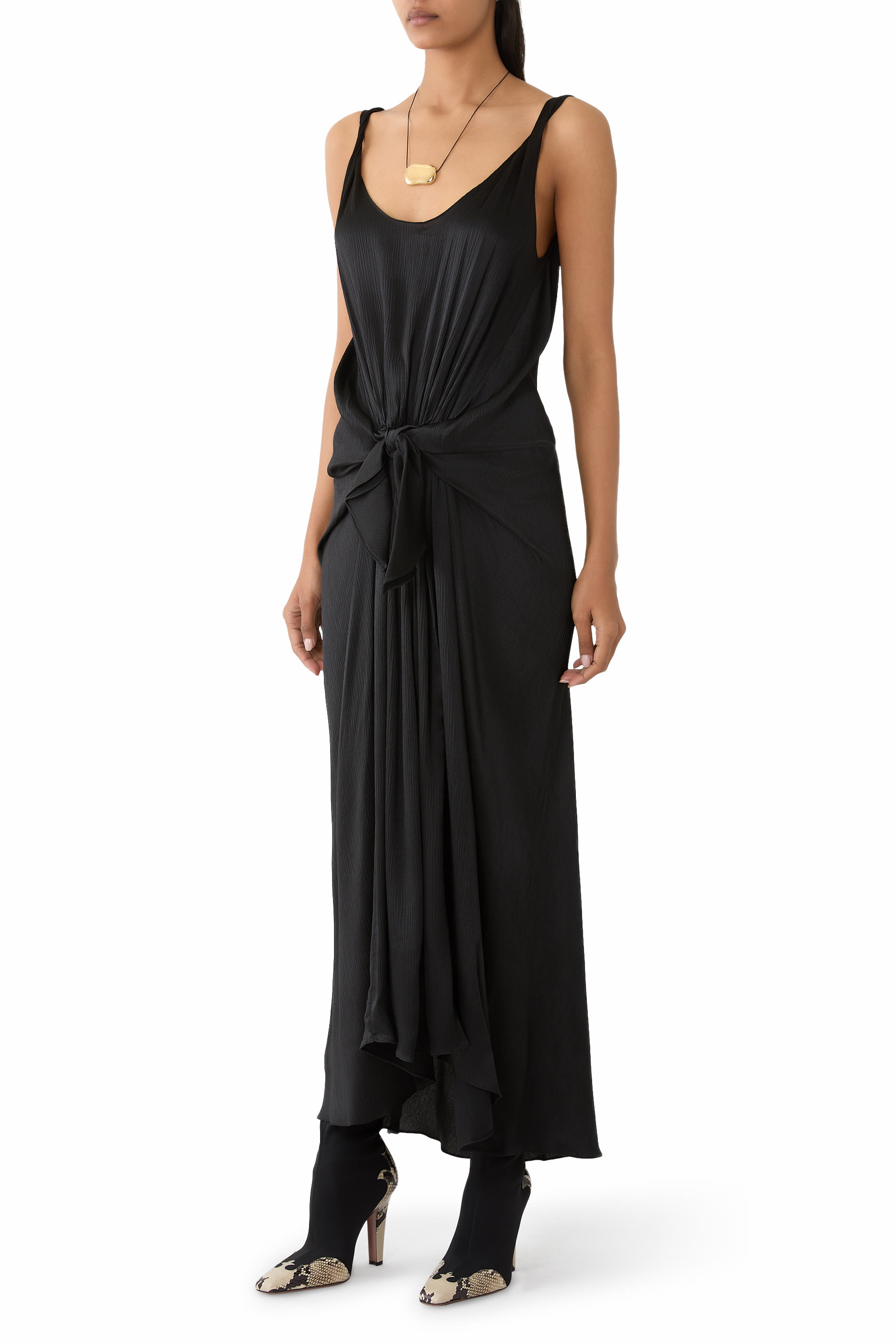 Knotted Waist Longline Dress