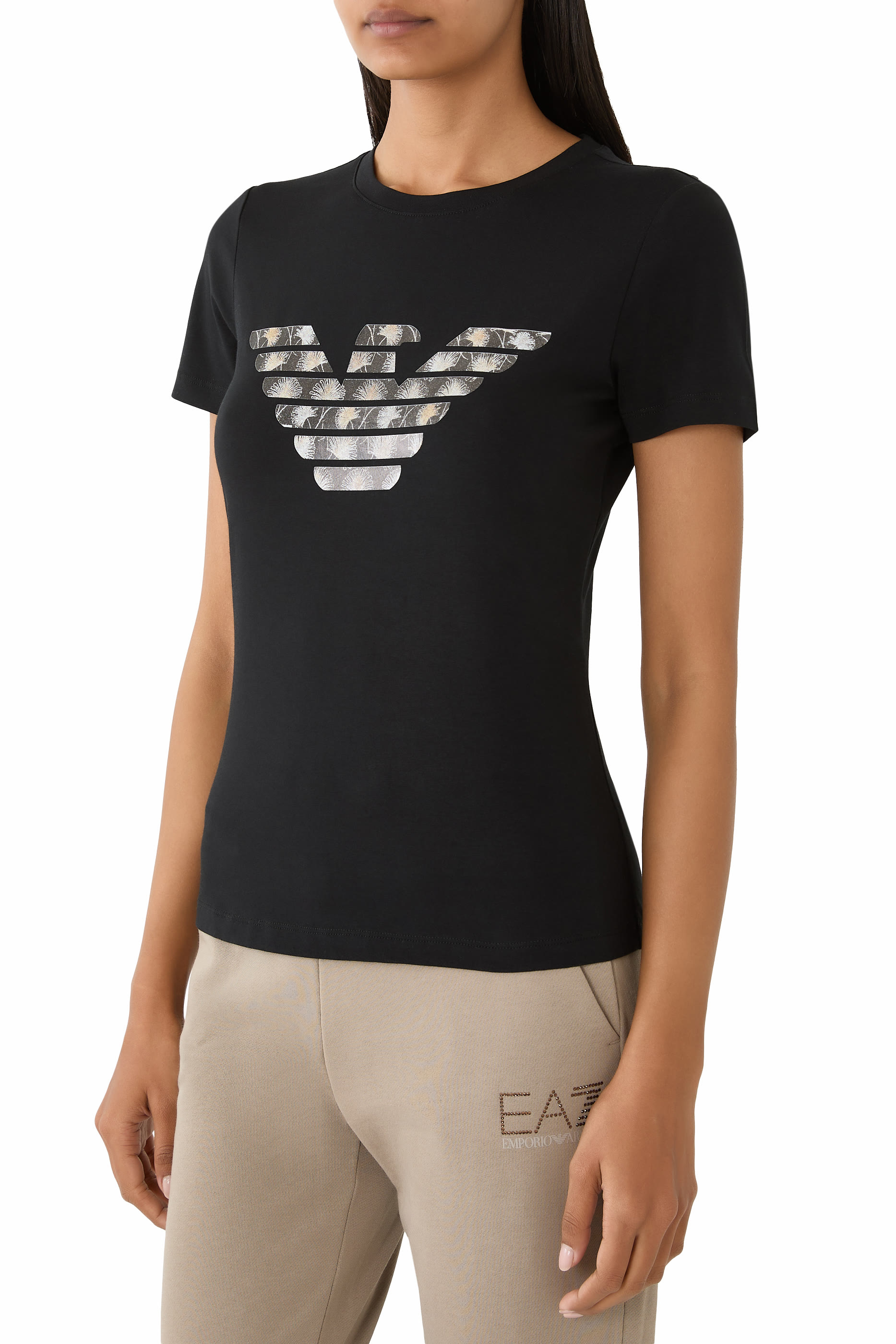 ASV Stretch-Jersey Slim-Fit T-Shirt with Oversized Eagle Pattern