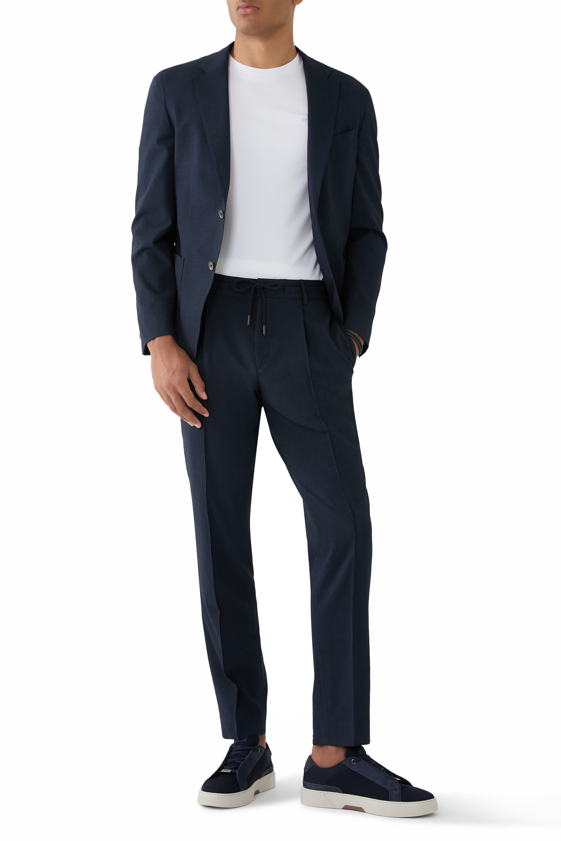 Slim-Fit Blazer in Wool-Blend Seersucker