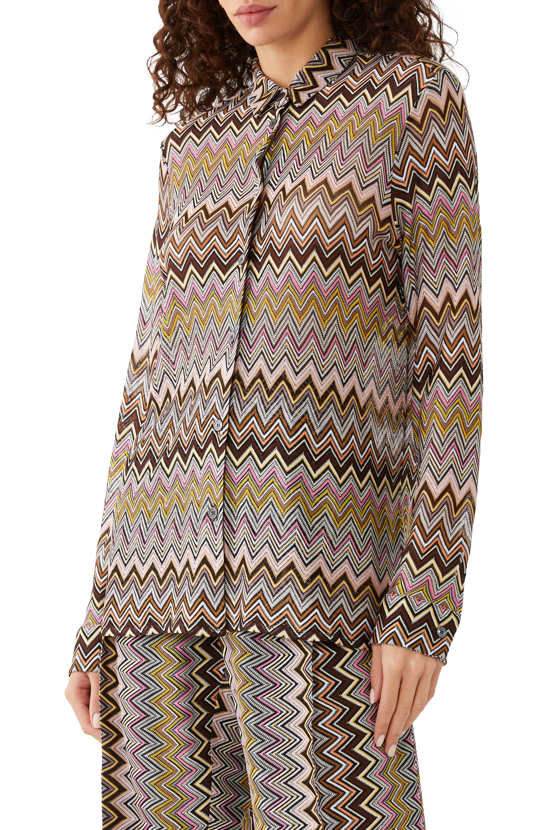 Zigzag Raschel Long Sleeve Shirt 